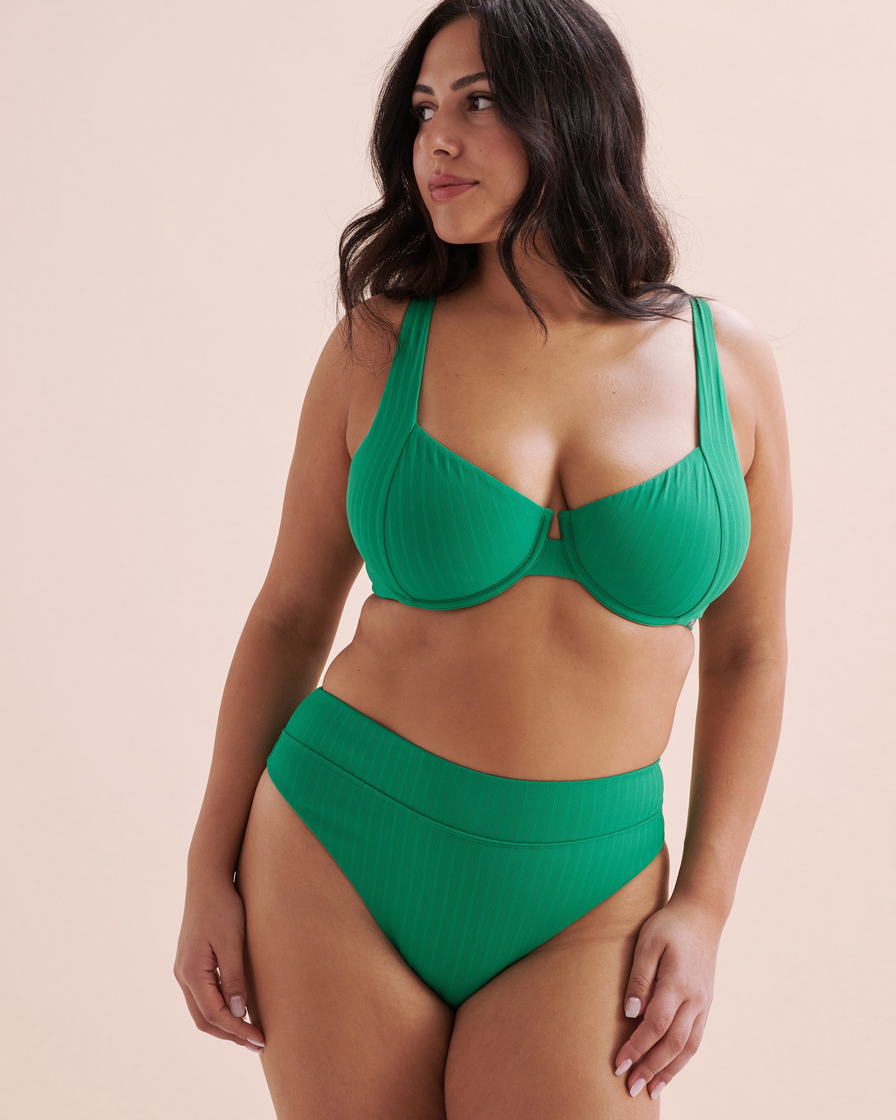 TROPIK Emerald Mid Waist Cheeky Bikini Bottom Emerald Green 01300364 - View7
