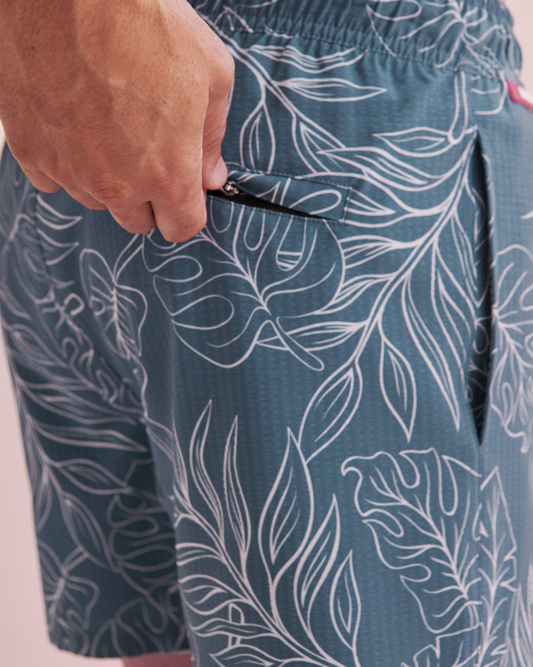 HAMABE Volley Swimsuit Tropical Leaves/Blue 03100039 - View4