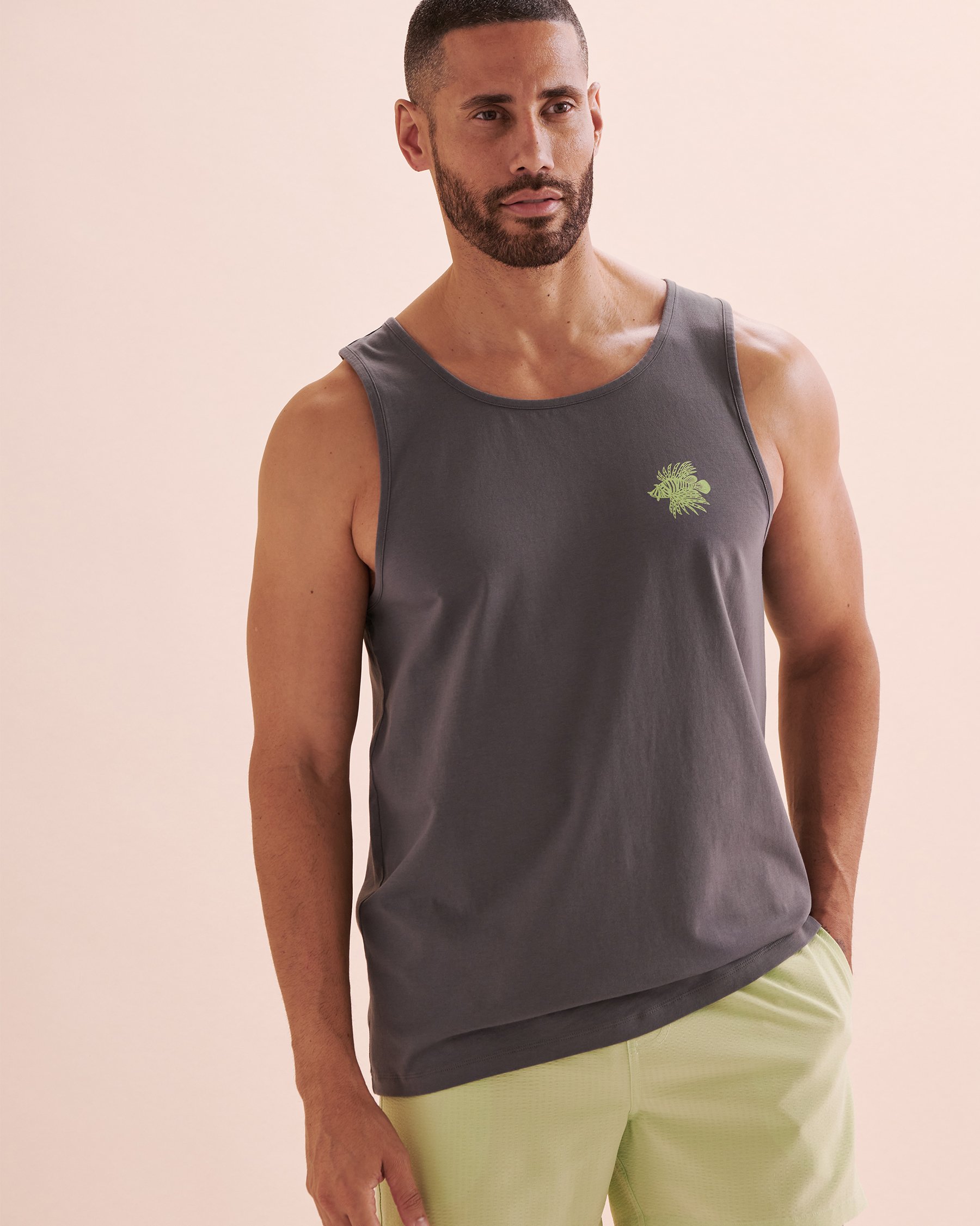 HAMABE Cotton Tank Top Grey 04100026 - View1