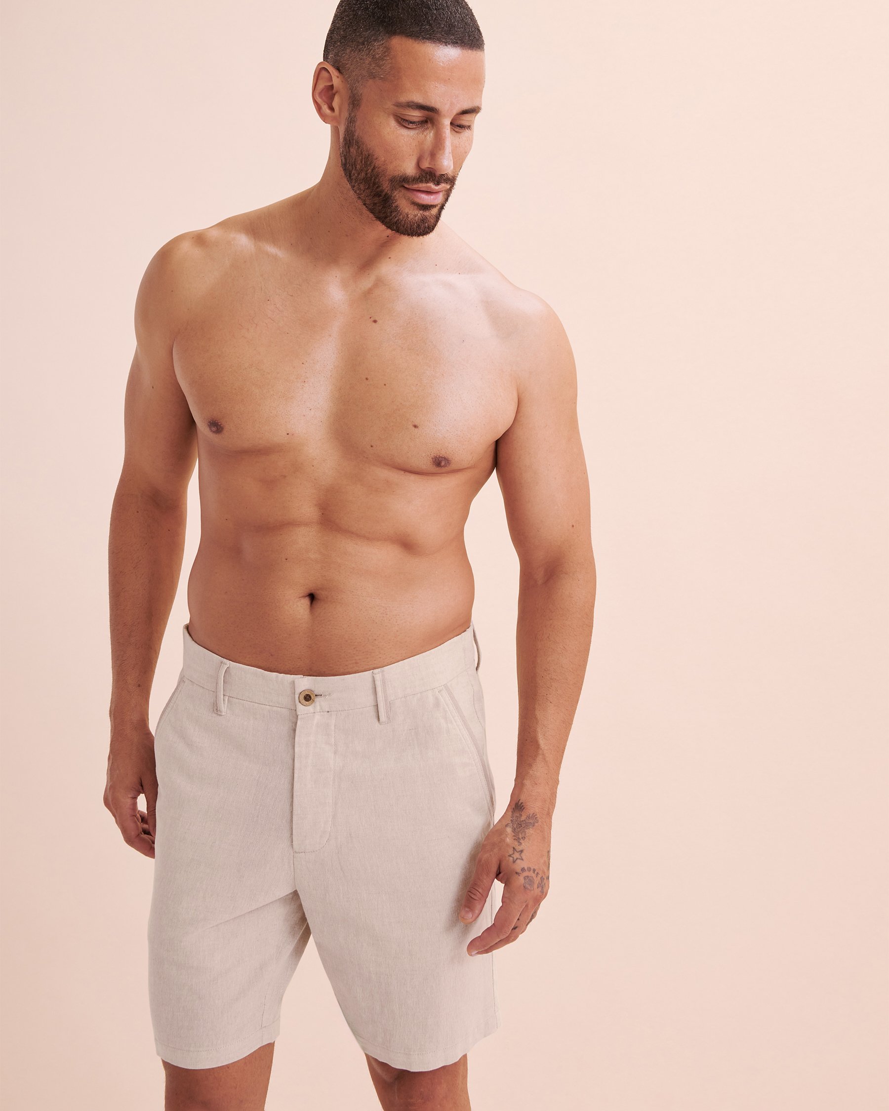 PUBLIC BEACH Linen Bermuda Shorts Natural PB7801BIK - View4