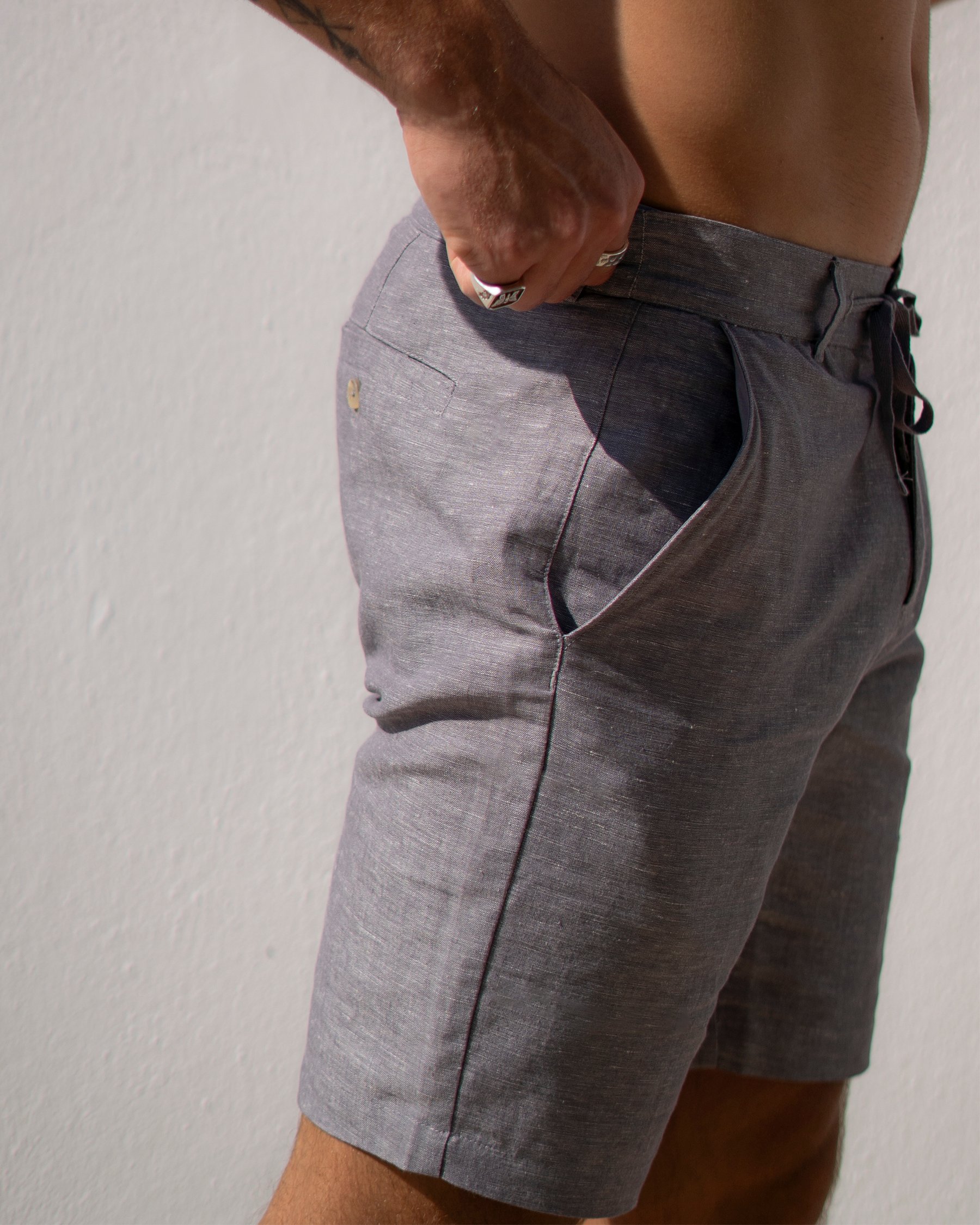 OFF THE BEACH Short en mélange de lin Gris 04200004 - Voir1