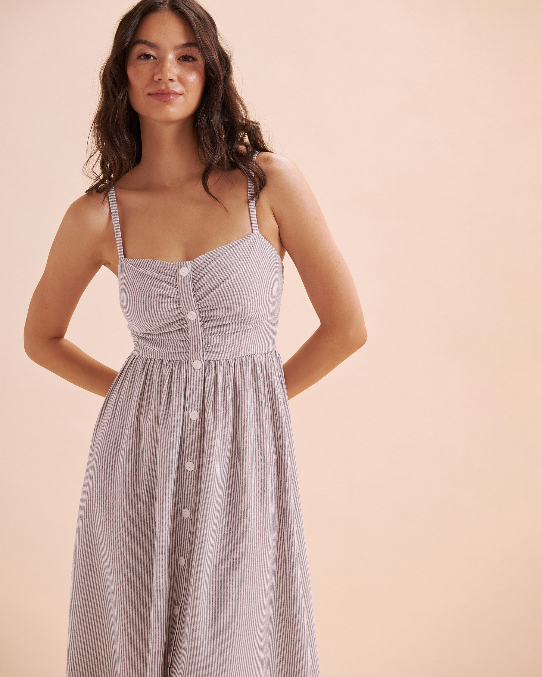 OFF THE BEACH Robe longue boutonnée Rayures noires et blanches 02300132 - Voir5