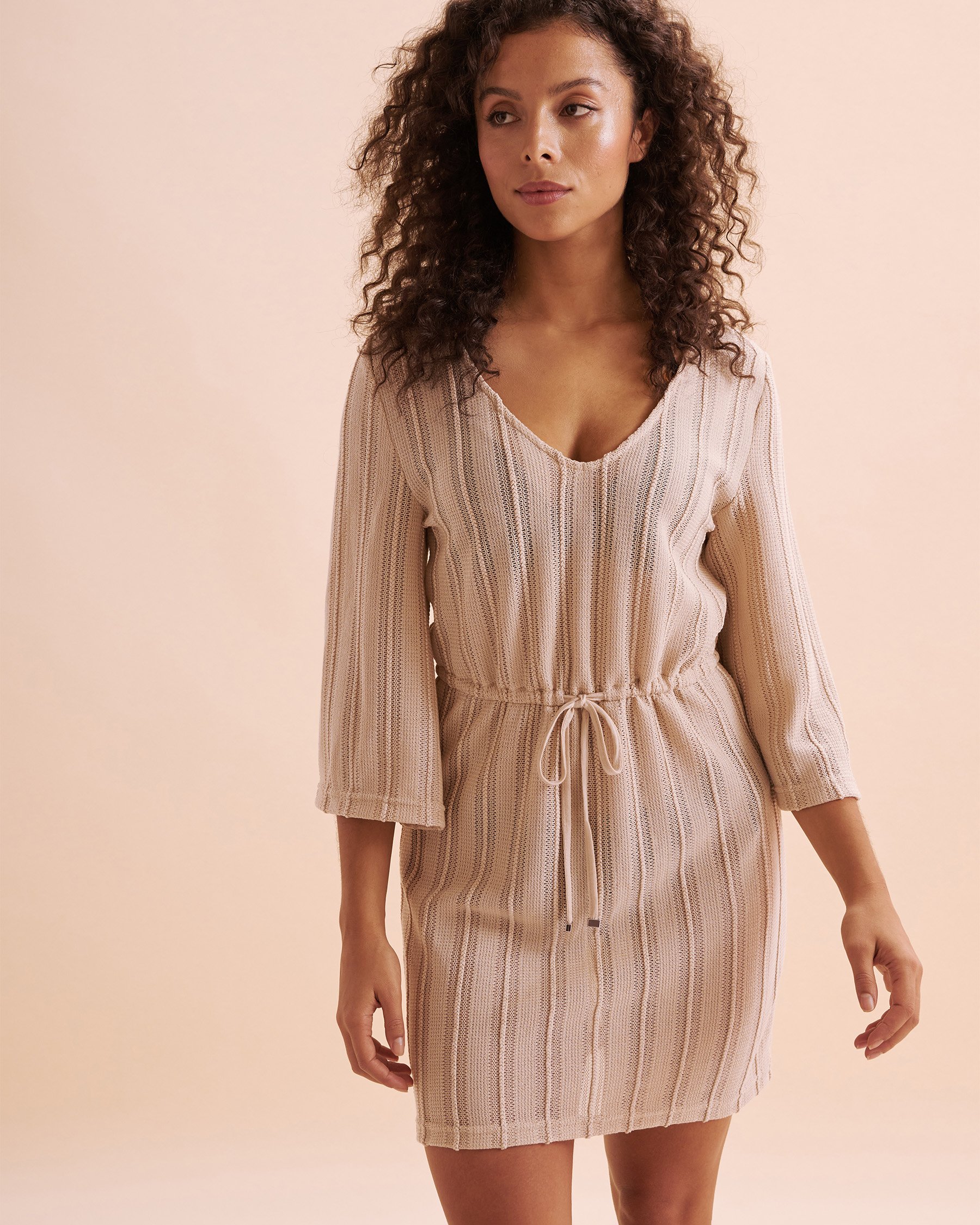 OFF THE BEACH Tunique manches longues en crochet Marron clair 02400042 - View1