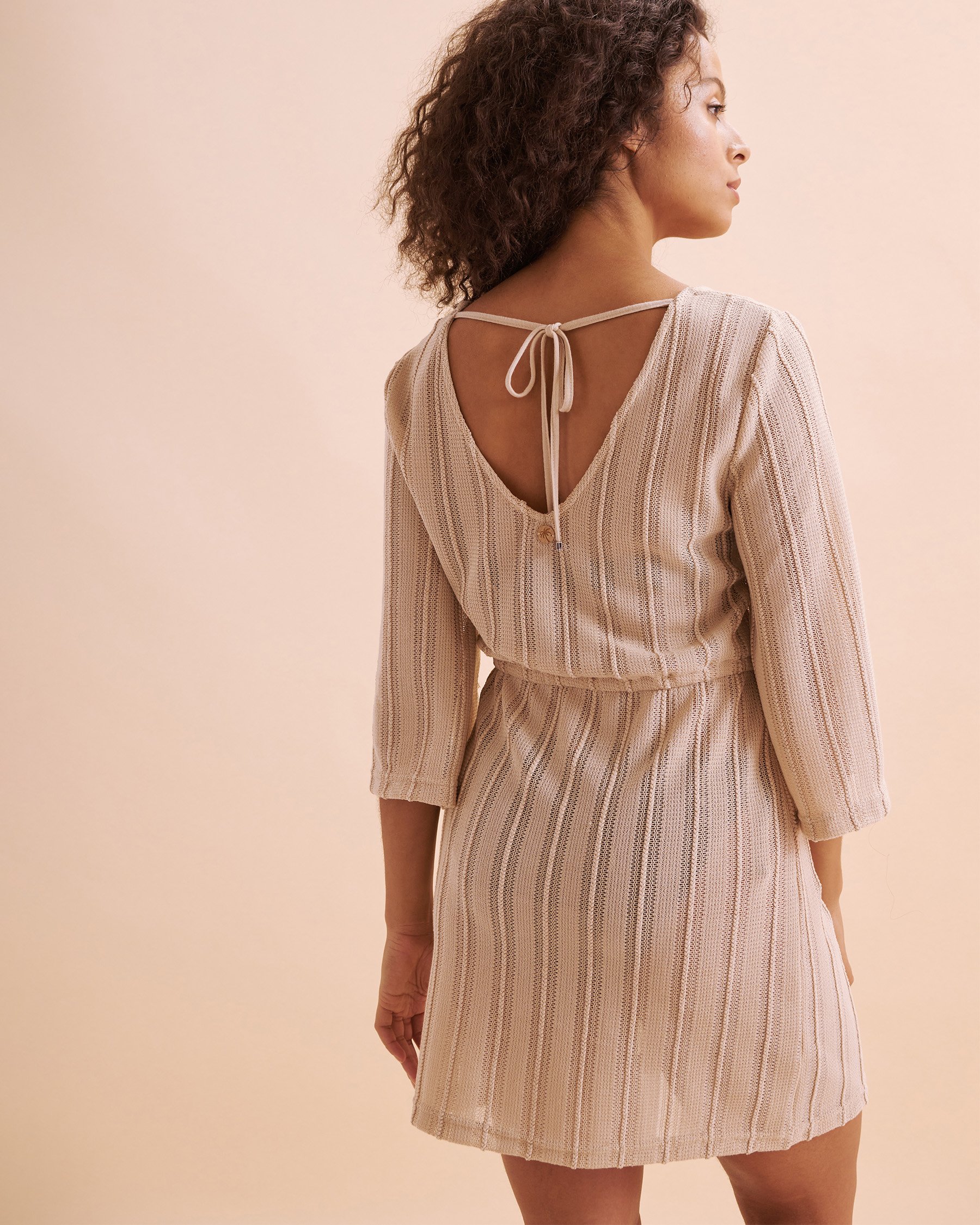 OFF THE BEACH Tunique manches longues en crochet Marron clair 02400042 - View2