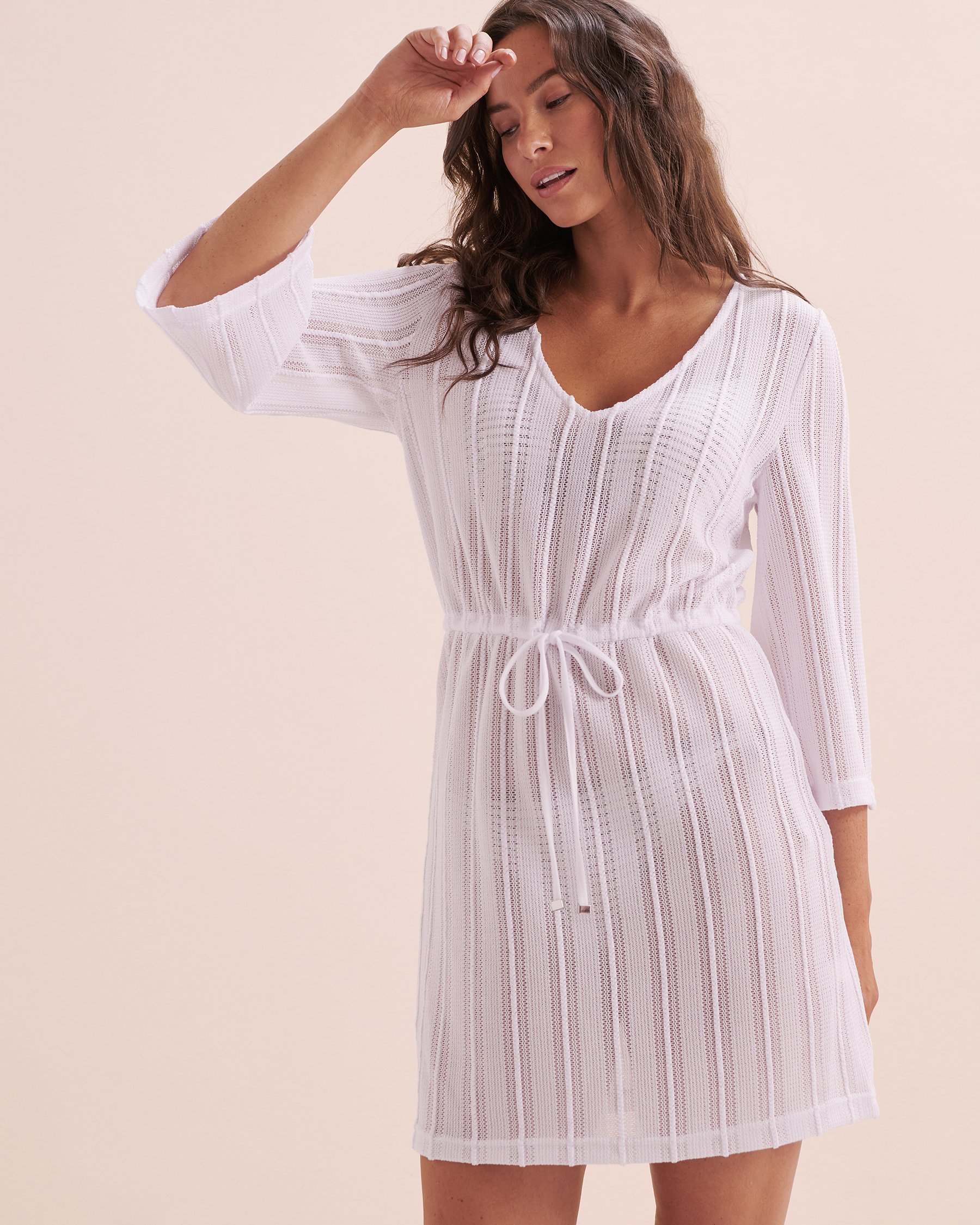 OFF THE BEACH Tunique manches longues en crochet Blanc 02400042 - Voir6