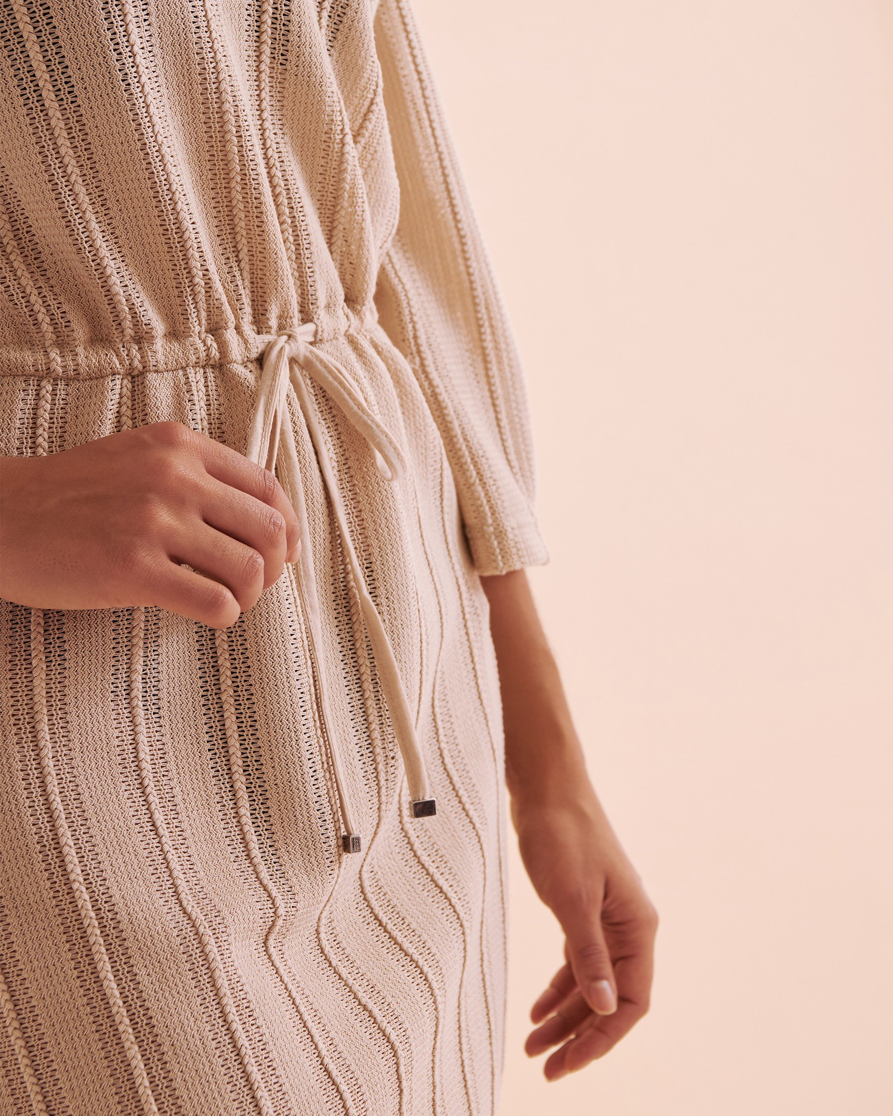 OFF THE BEACH Tunique manches longues en crochet Marron clair 02400042 - View3