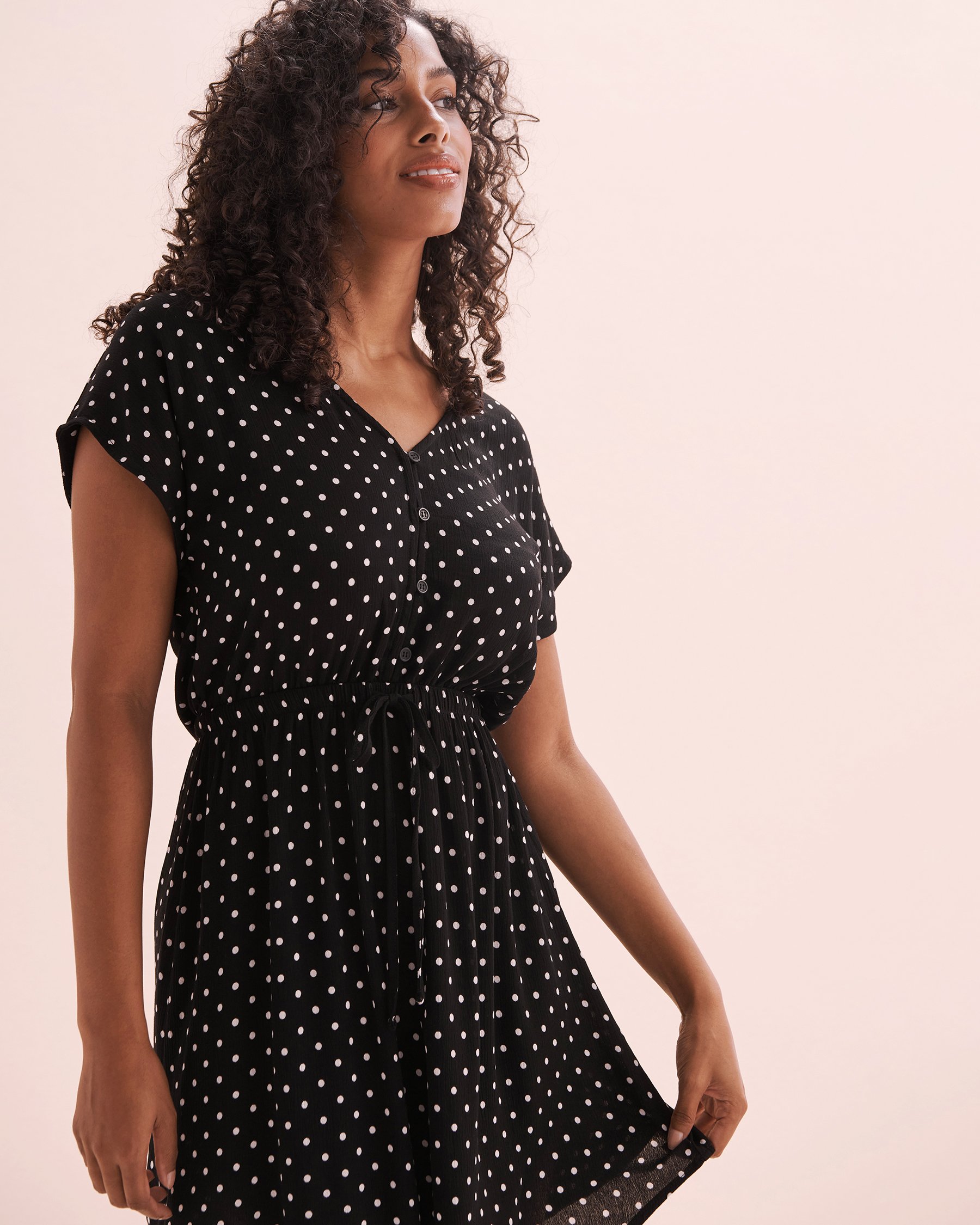 TROPIK Robe courte en gaze à pois Pois 02300137 - Voir4