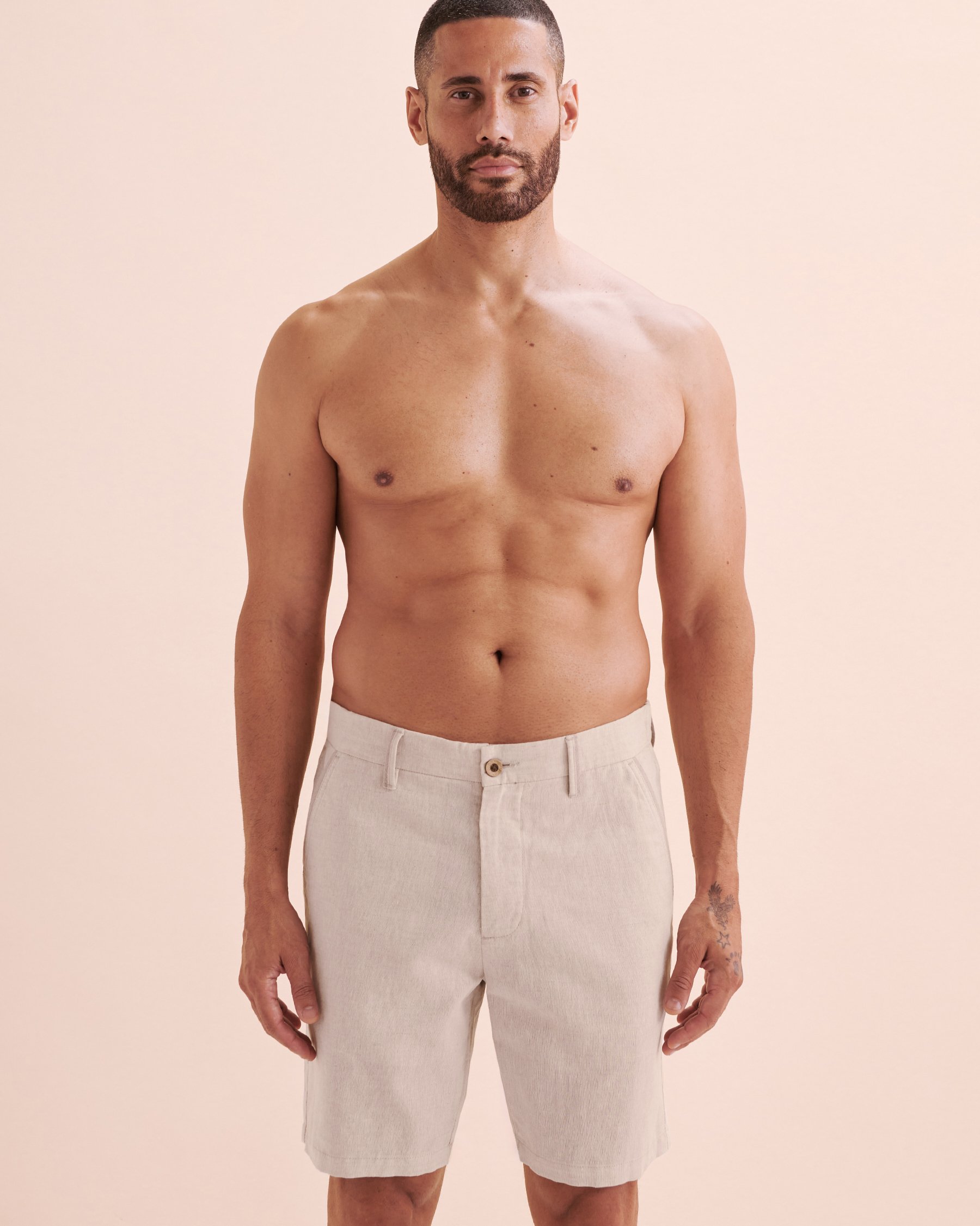 PUBLIC BEACH Linen Bermuda Shorts Natural PB7801BIK - View5