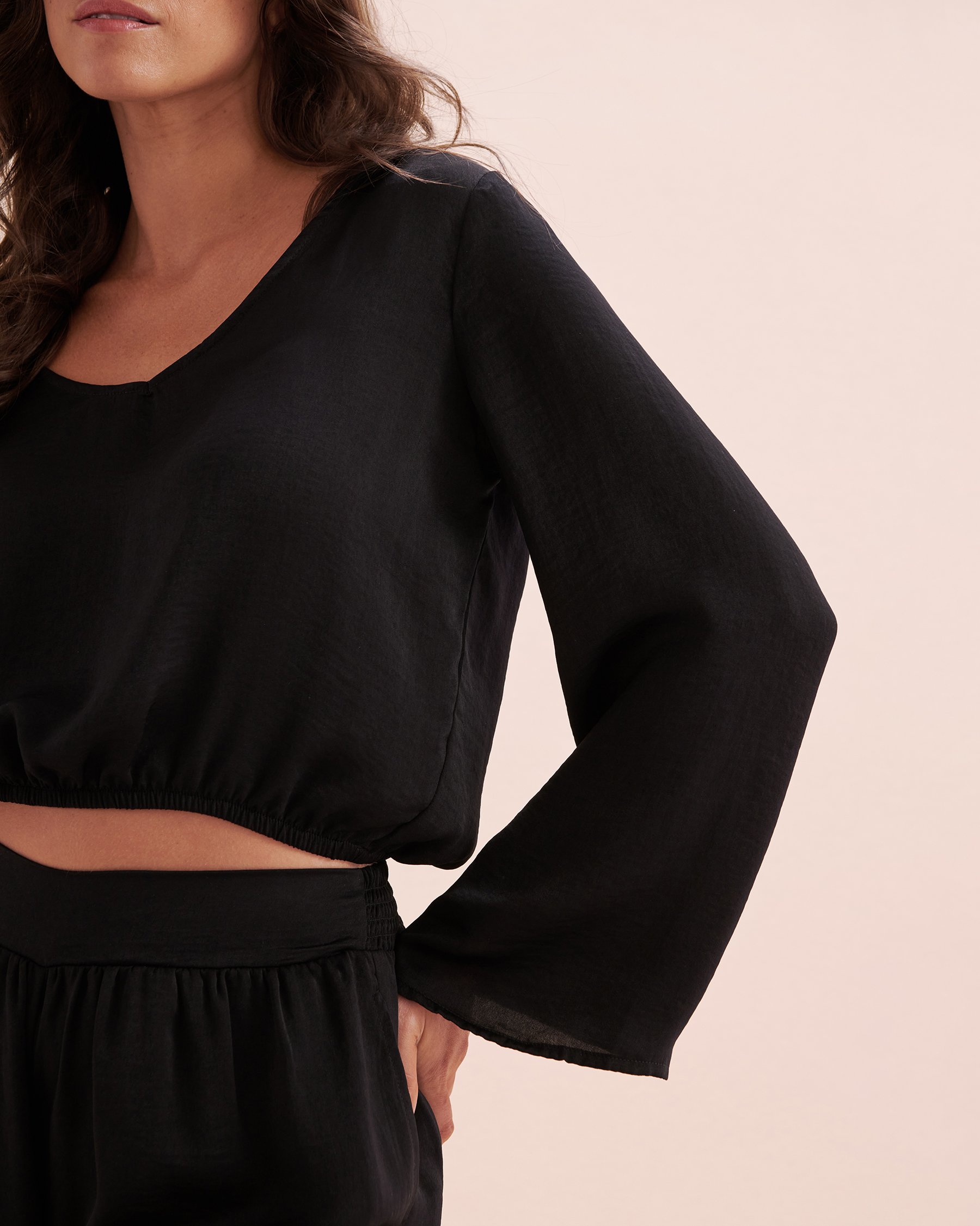 SANTEMARE Haut court en satin Noir 02100030 - Voir4