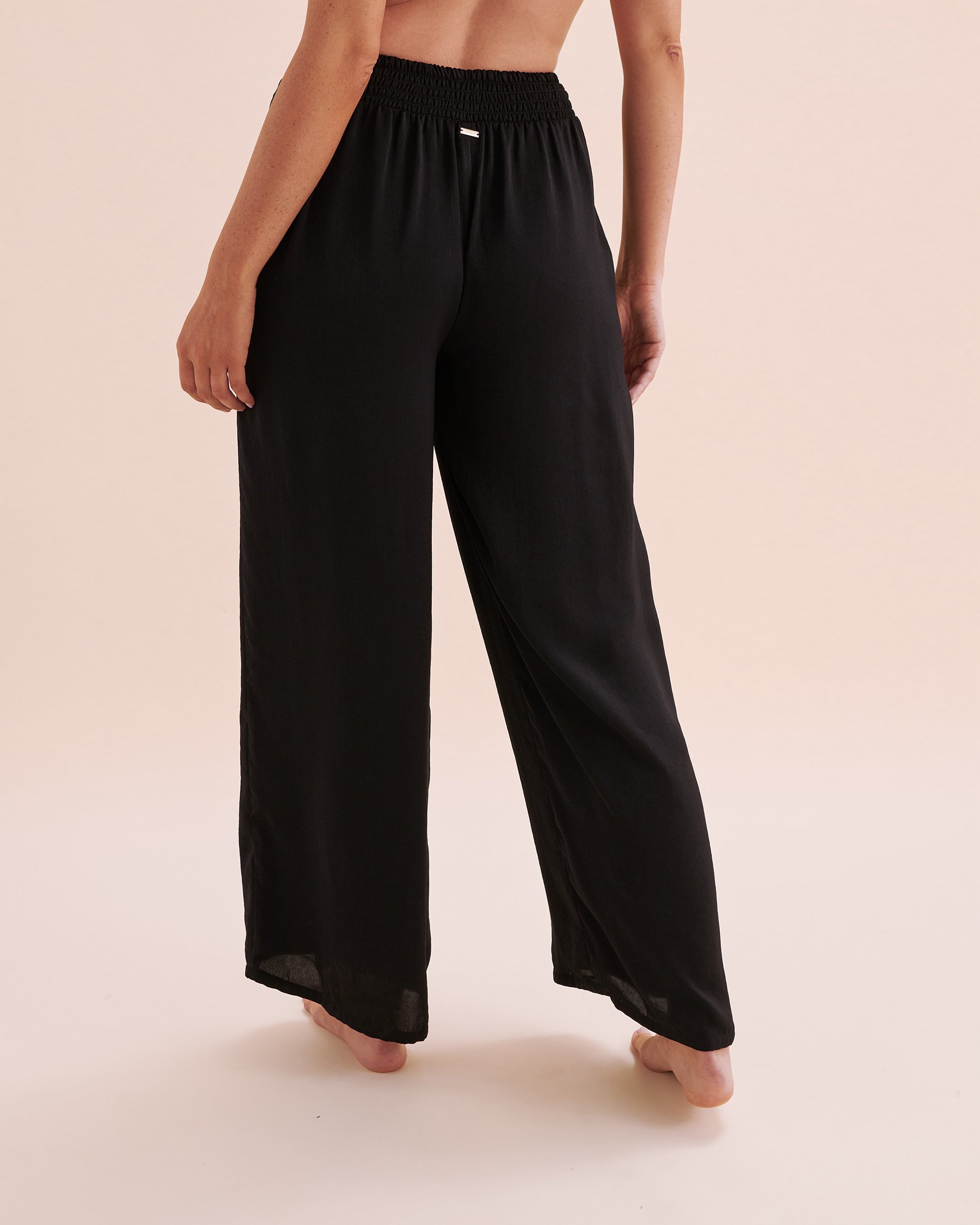 SANTEMARE Pantalon de plage en satin Noir 02200076 - Voir3