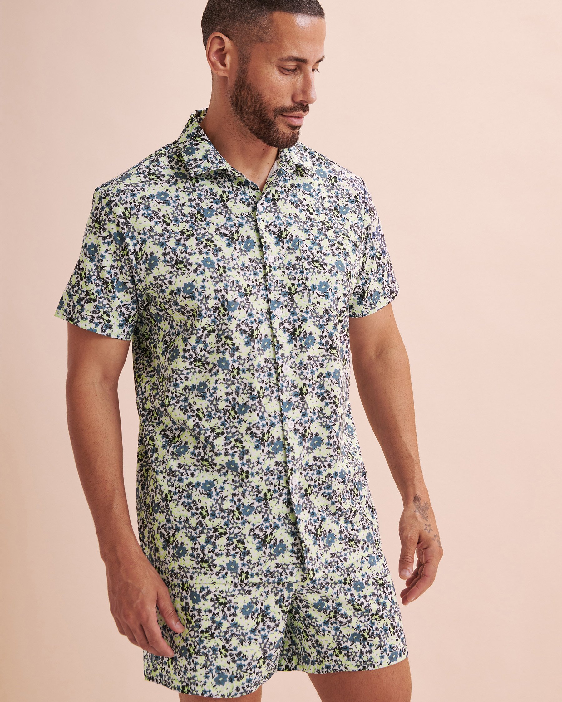 HAMABE Chemise manches courtes Fleurs miniatures 04100025 - Voir3