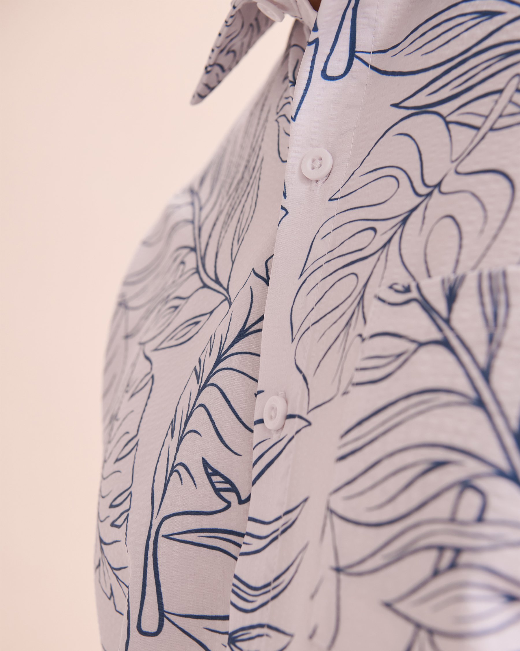 HAMABE Chemise manches courtes Feuilles tropicales/Blanc 04100027 - View4