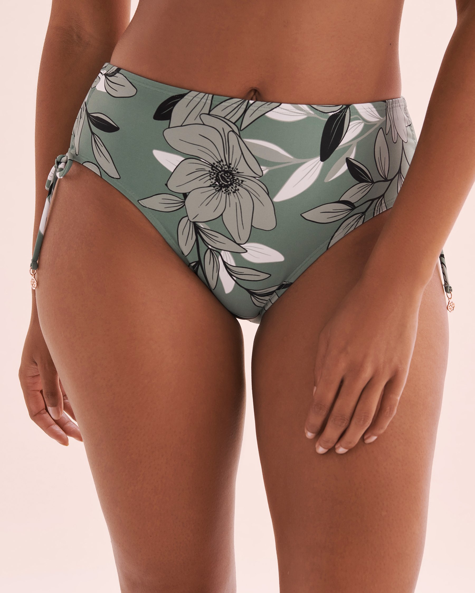 TURQUOISE COUTURE Botanical Dream Side Tie Bikini Bottom Botanical Green 01300369 - View4