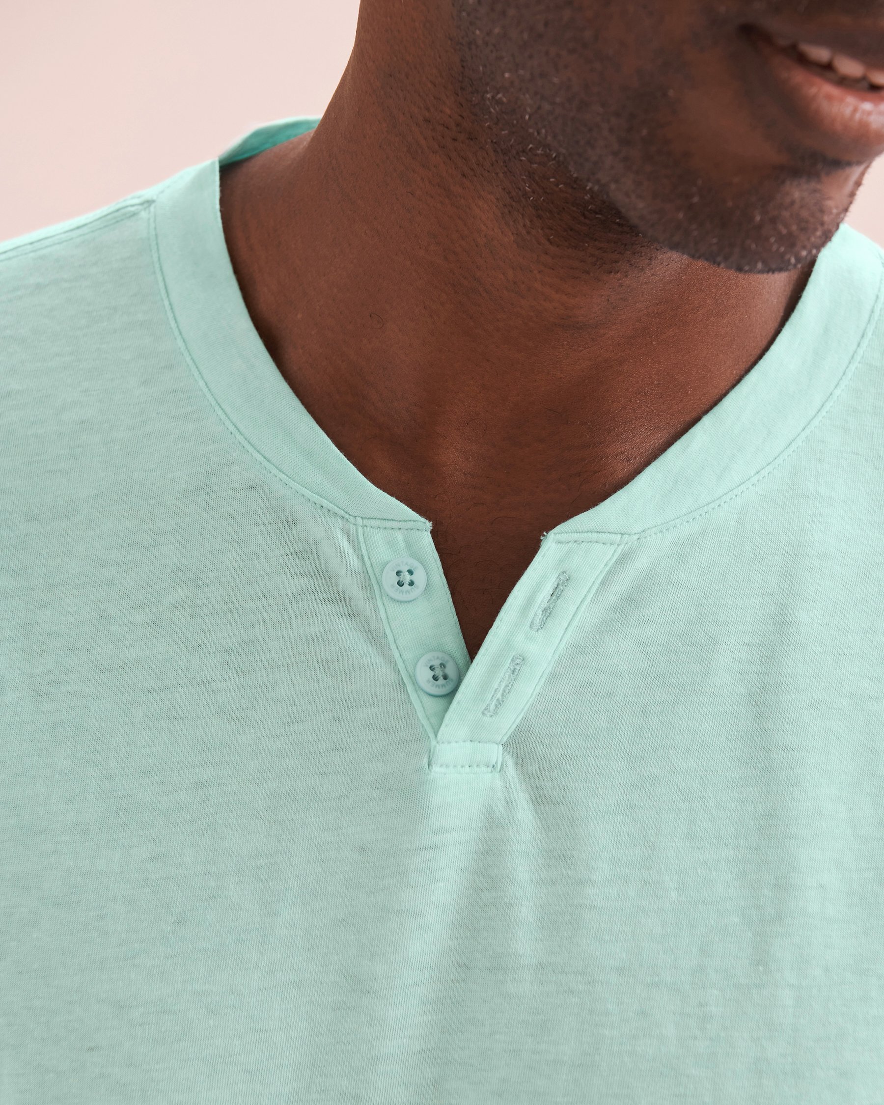 VINTAGE SUMMER T-shirt Mens Slub Vert menthe V82703 - Voir3