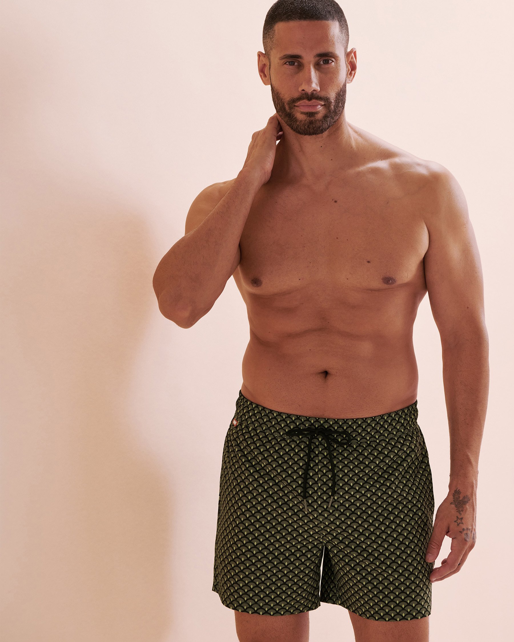 HAMABE Volley Swimsuit Black Geometric 03100041 - View5