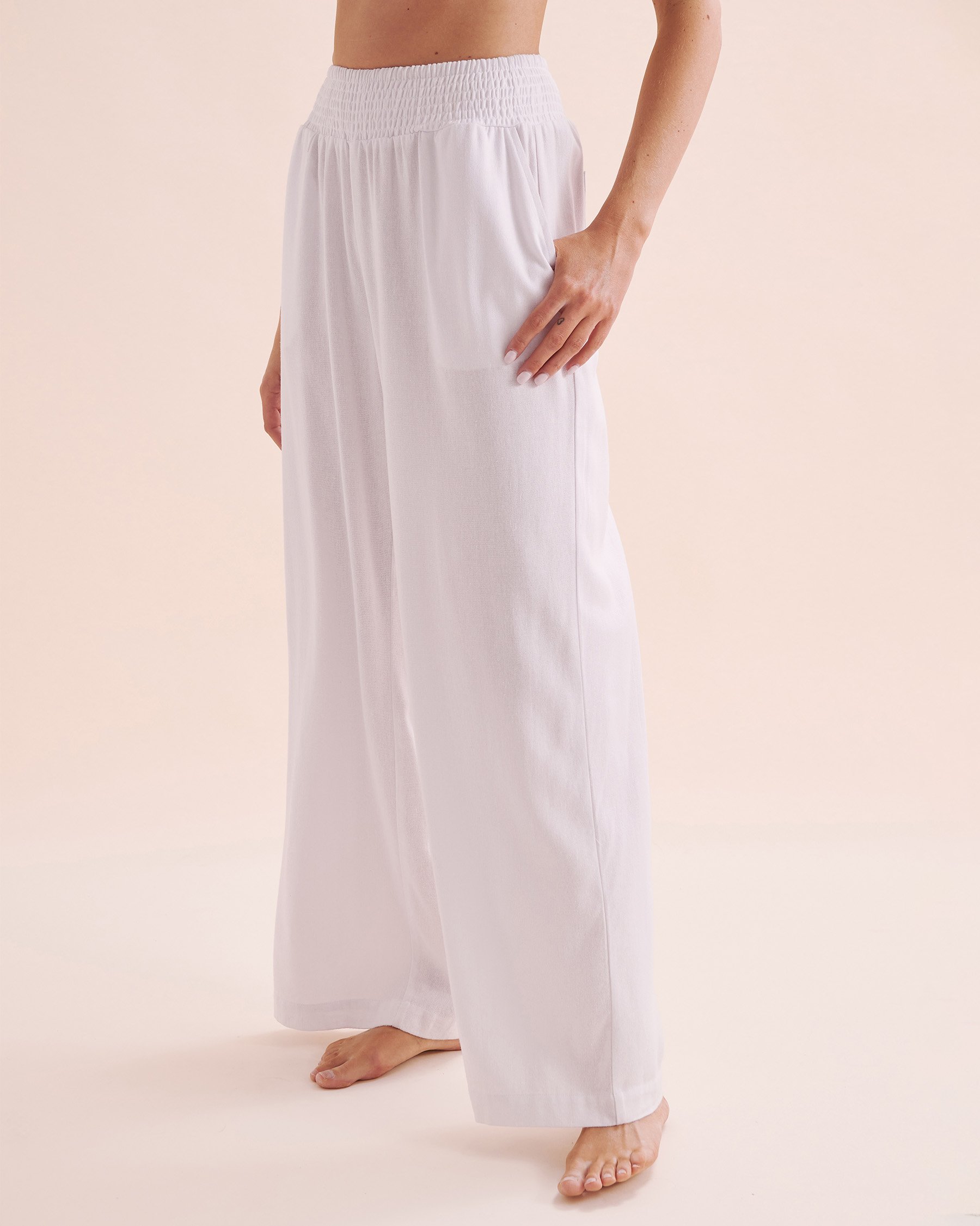 OFF THE BEACH Pantalon jambe large Blanc 02200075 - Voir4