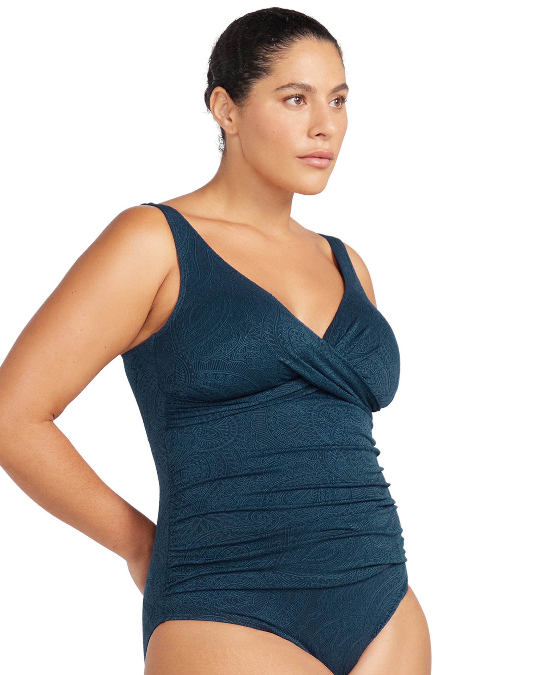 ARTESANDS Maillot une-pièce texturé bonnet D-G La Traviata Delacroix Bleu Marine AT1720LT - Voir9