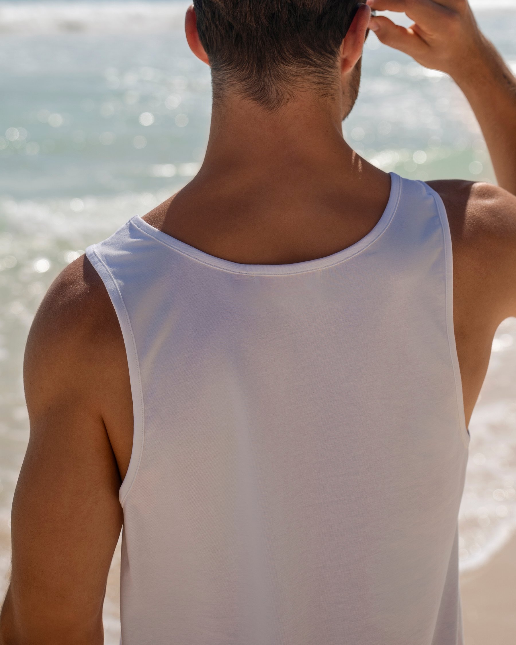 HAMABE Cotton Tank Top White 04100029 - View2