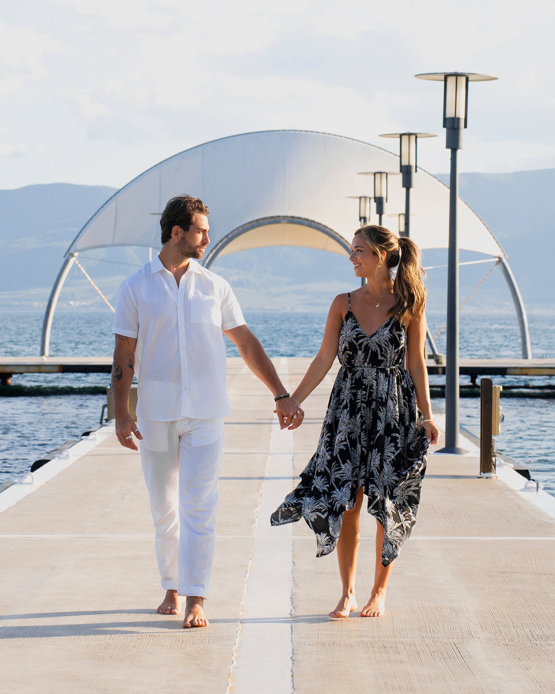 OFF THE BEACH Palm Tree Long Sleeveless Dress Black palm tree 02300148 - View2