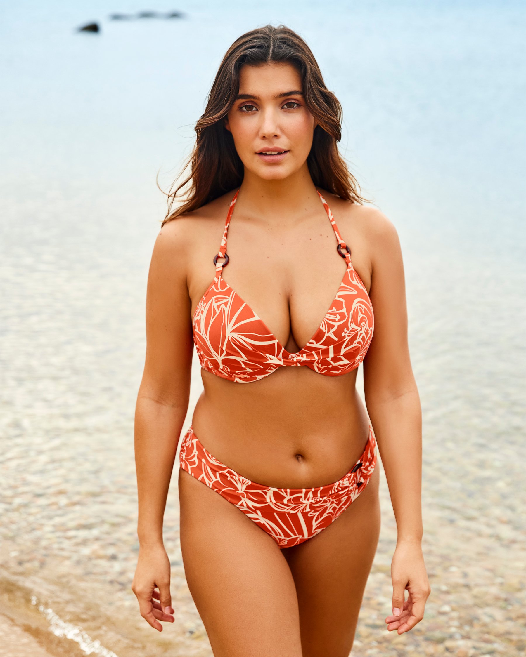 TURQUOISE COUTURE Sunset In Portofino Folded Waistband Bikini Bottom White and red 01300378 - View1