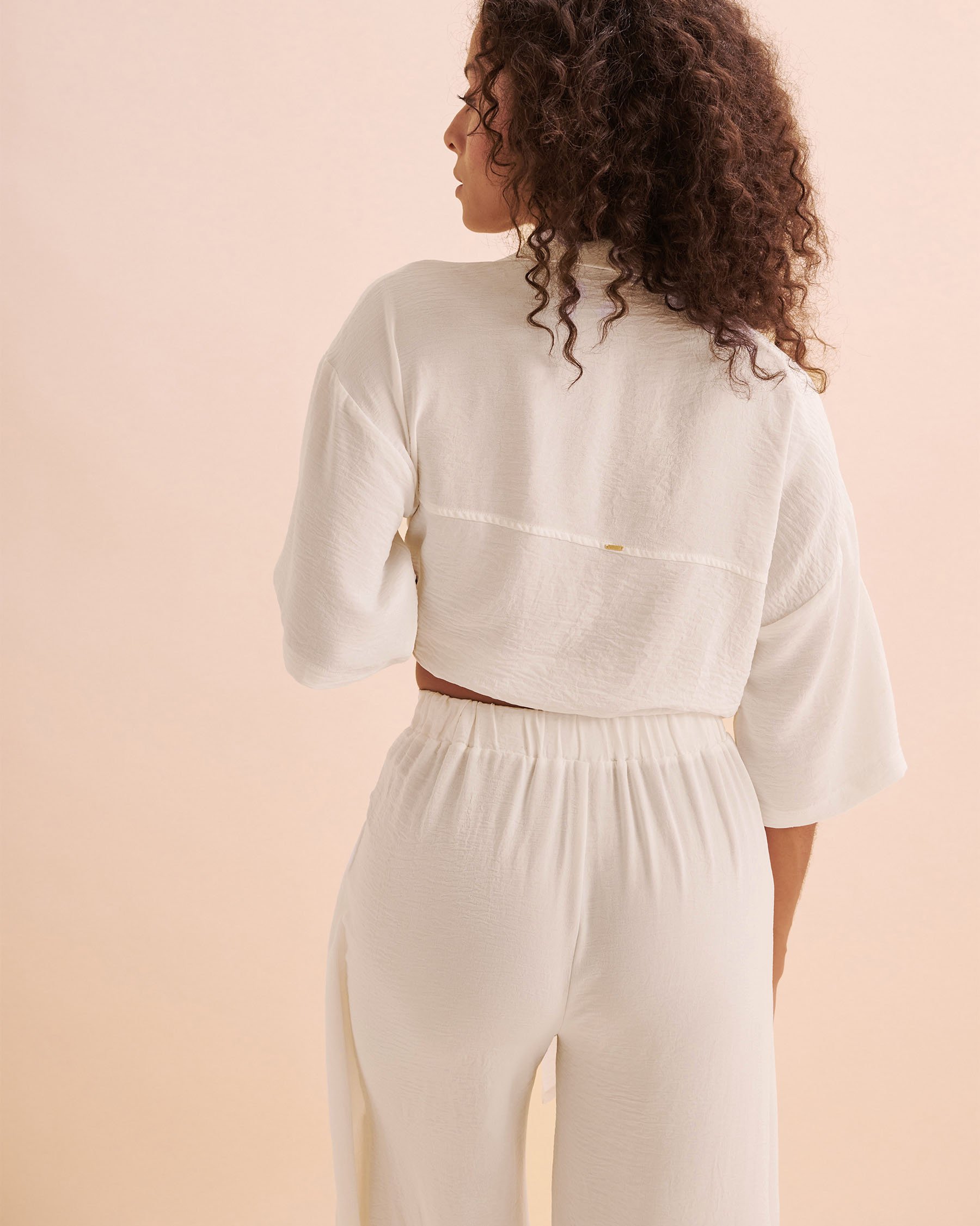 EVERYDAY SUNDAY Chemise de plage manches courtes nouée Blanc cassé ESBEAW04173 - View6