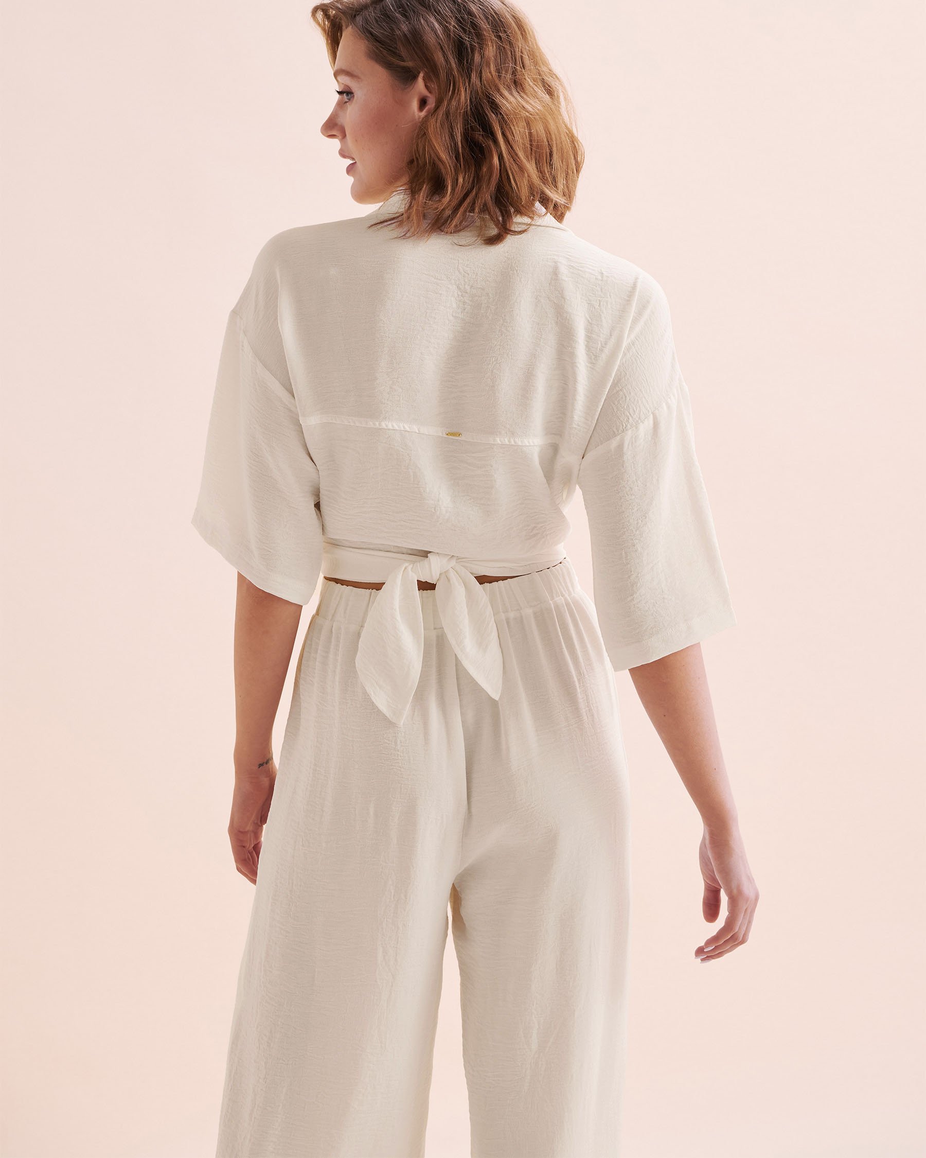 EVERYDAY SUNDAY Chemise de plage manches courtes nouée Blanc cassé ESBEAW04173 - View10