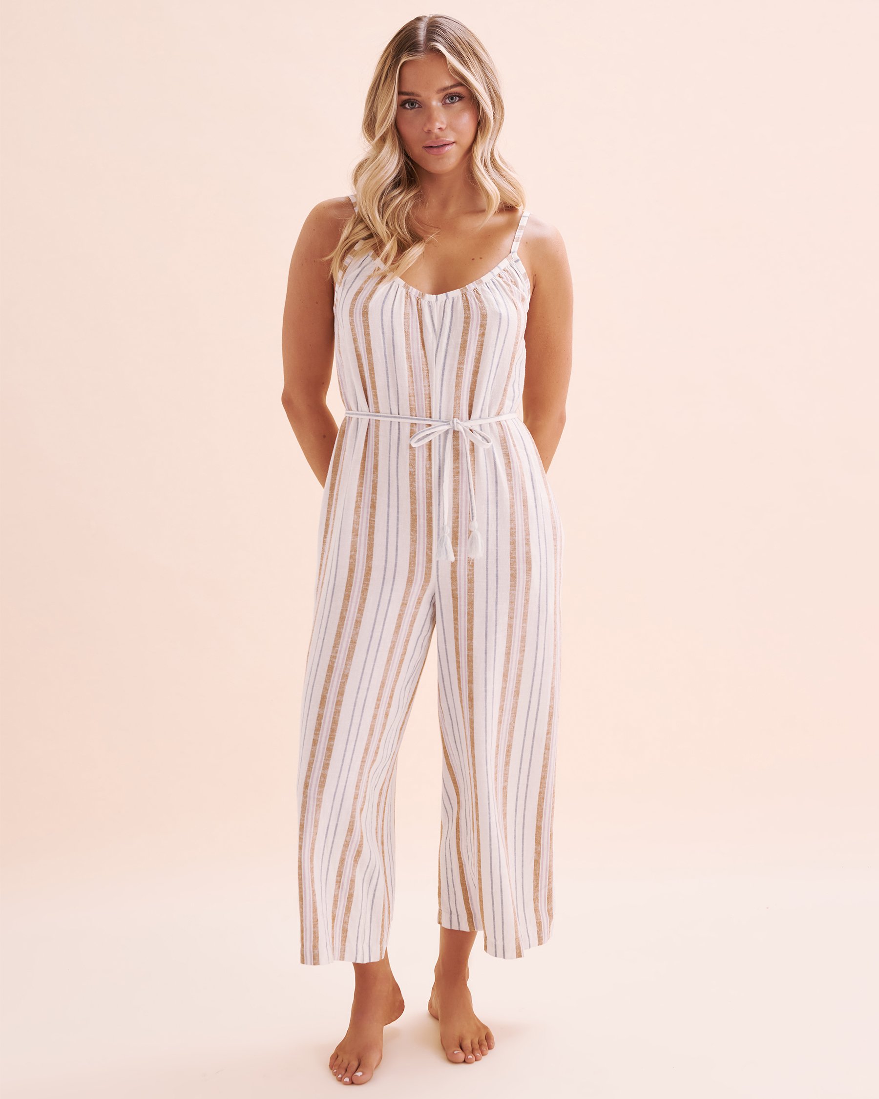 ROXY Gale Sleeveless Jumpsuit Beige and white RO80515AQBP1 - View2