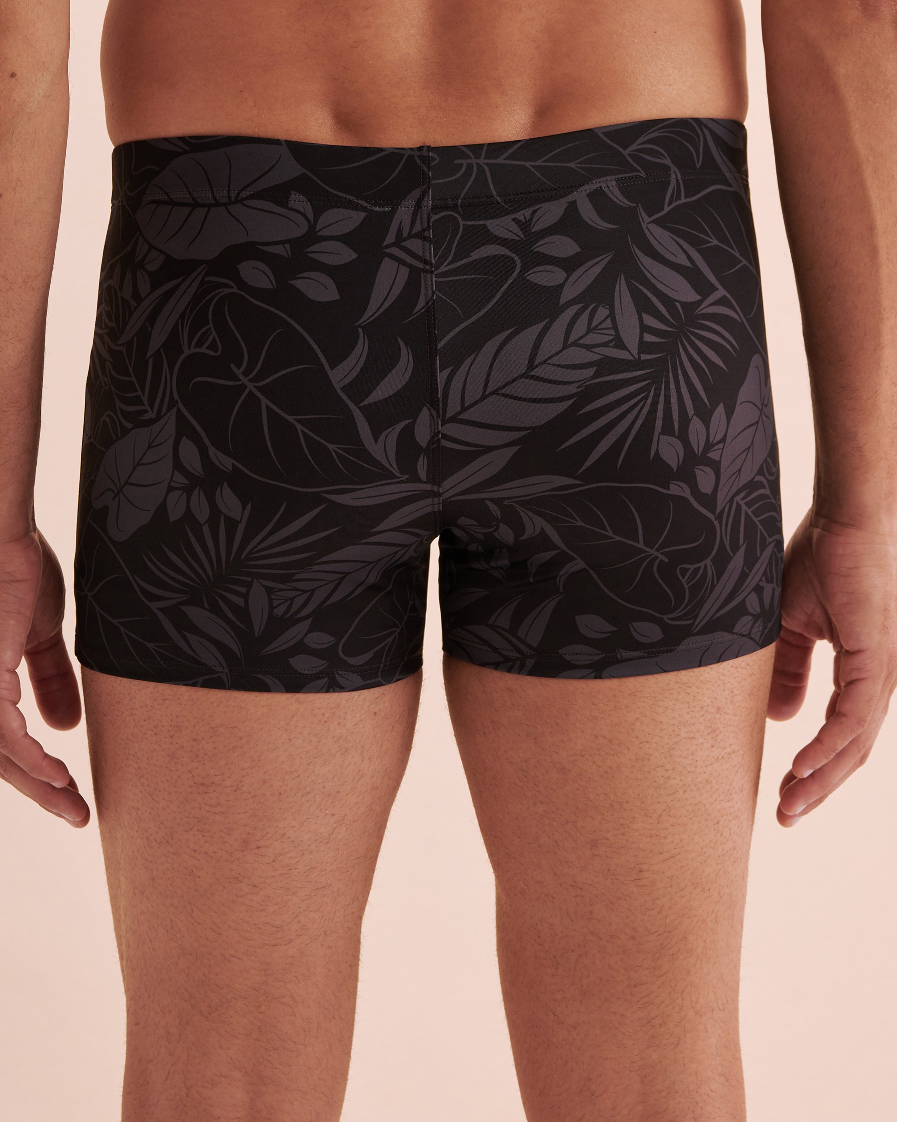 HAMABE Print Boxer Swimsuit Black Leaf 03100030 - View2