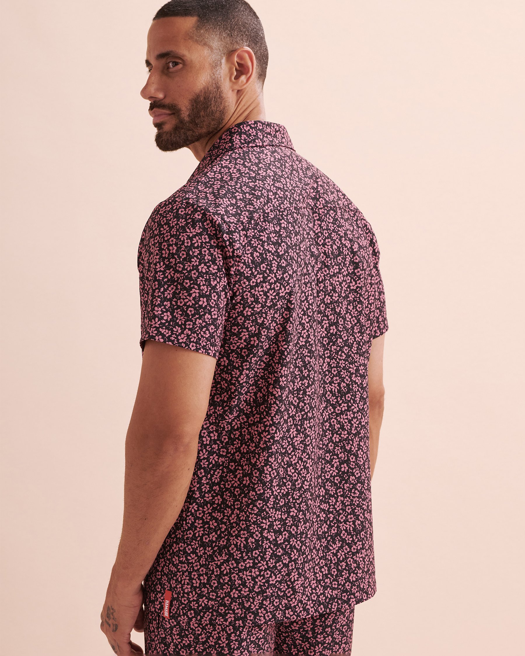 HAMABE Short Sleeve Shirt Black rose print 04100028 - View2