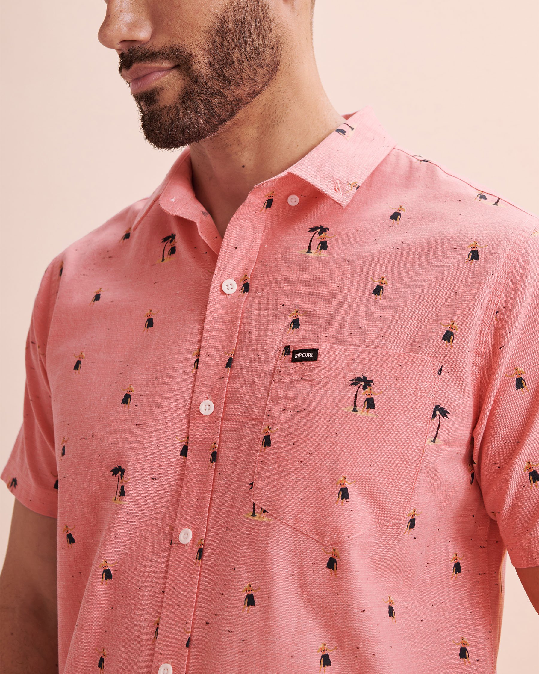 RIP CURL Chemise à manches courtes Hula Breach Rose Saumon 01PMSH - Voir3