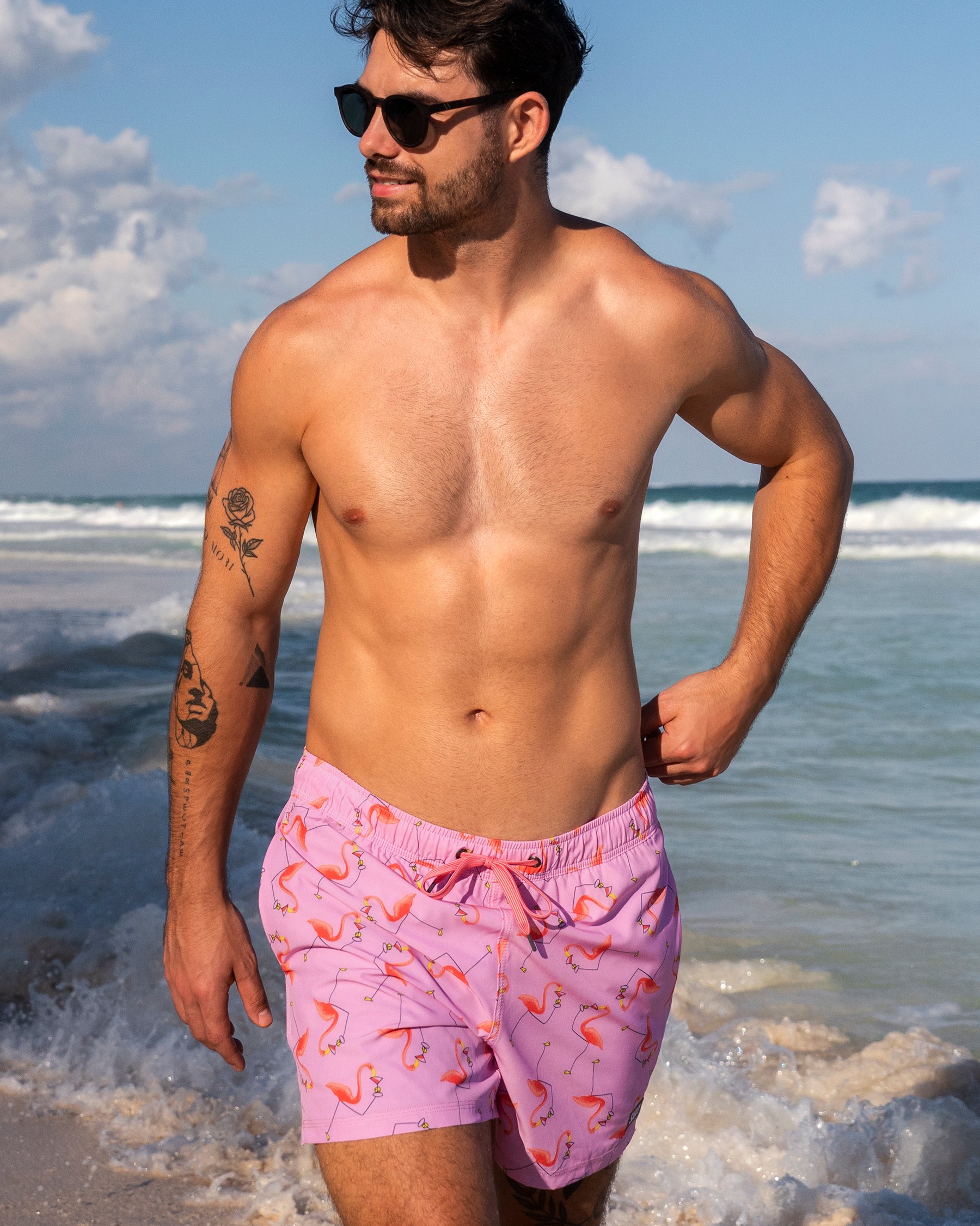 SAXX Oh Buoy Volley Swimsuit Pink Flamigno Print SXSW03L - View2