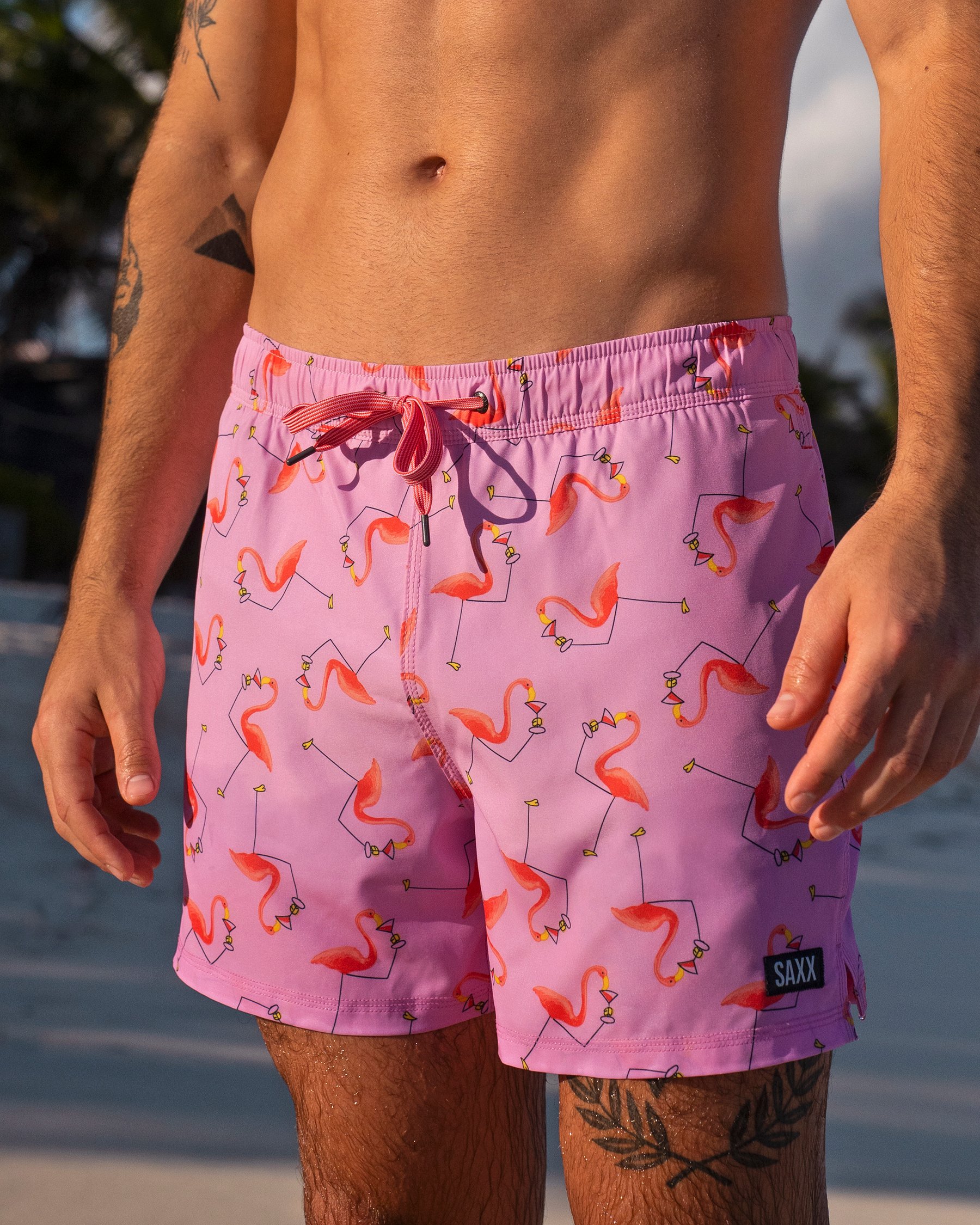 SAXX Oh Buoy Volley Swimsuit Pink Flamigno Print SXSW03L - View4