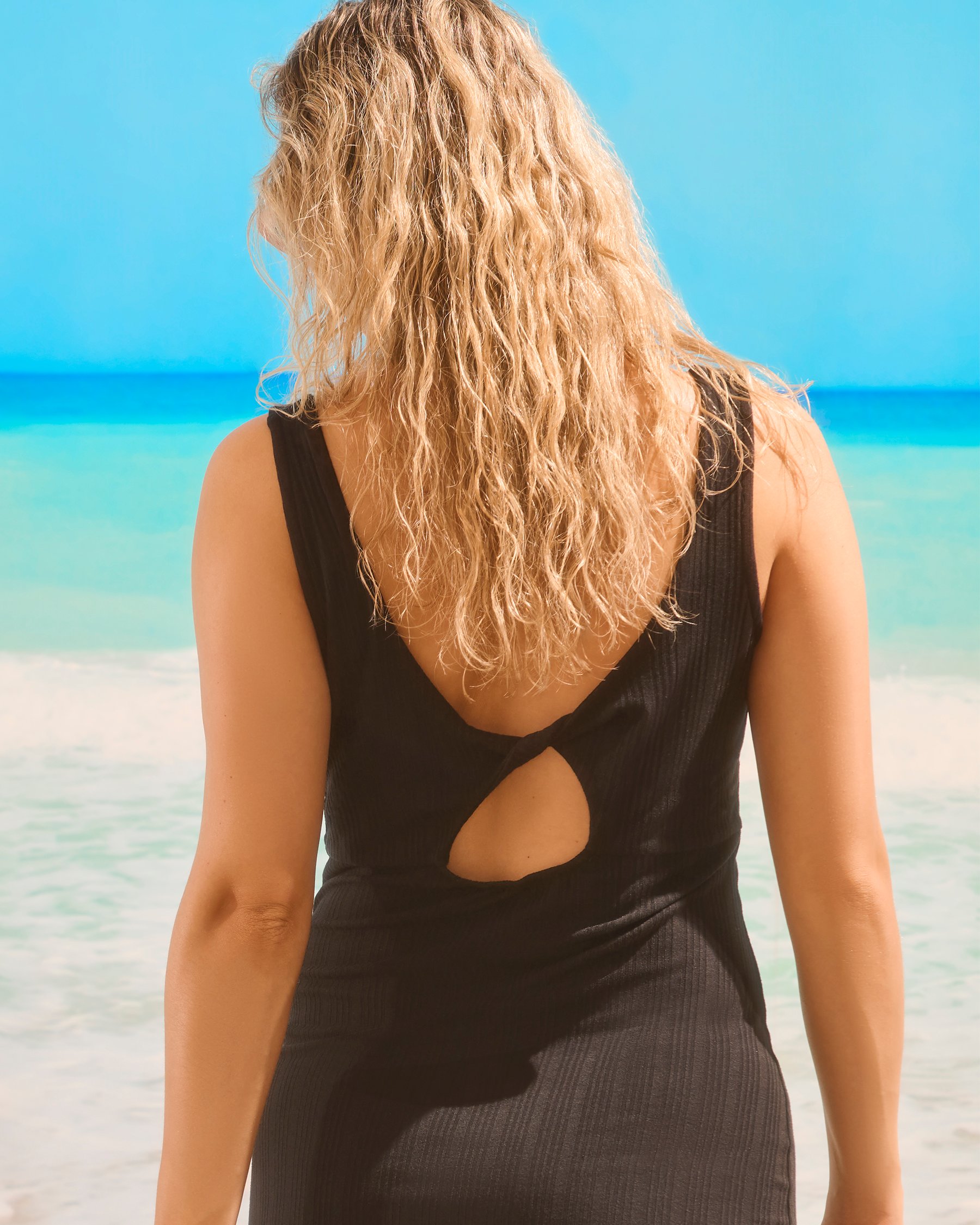 MY BIKINI STORY Ribbed Sleeveless Dress Black 02300141 - View2