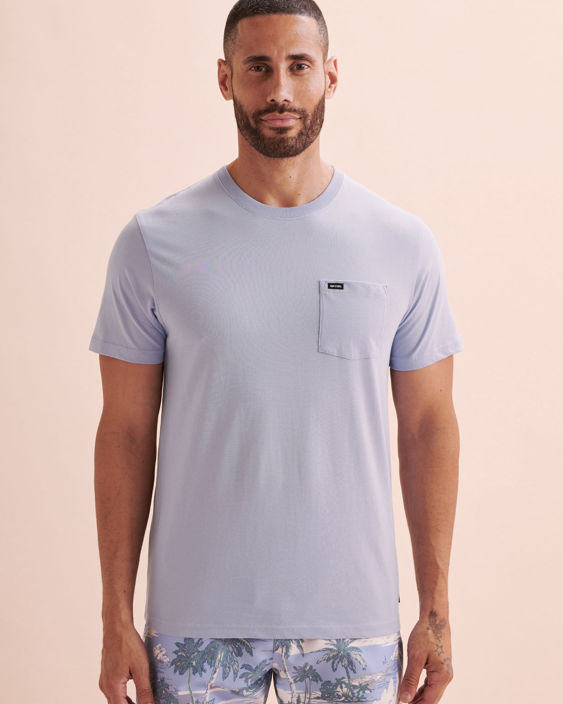 RIP CURL T-shirt uni avec poche Bleu glacier 0BTMTE - View4