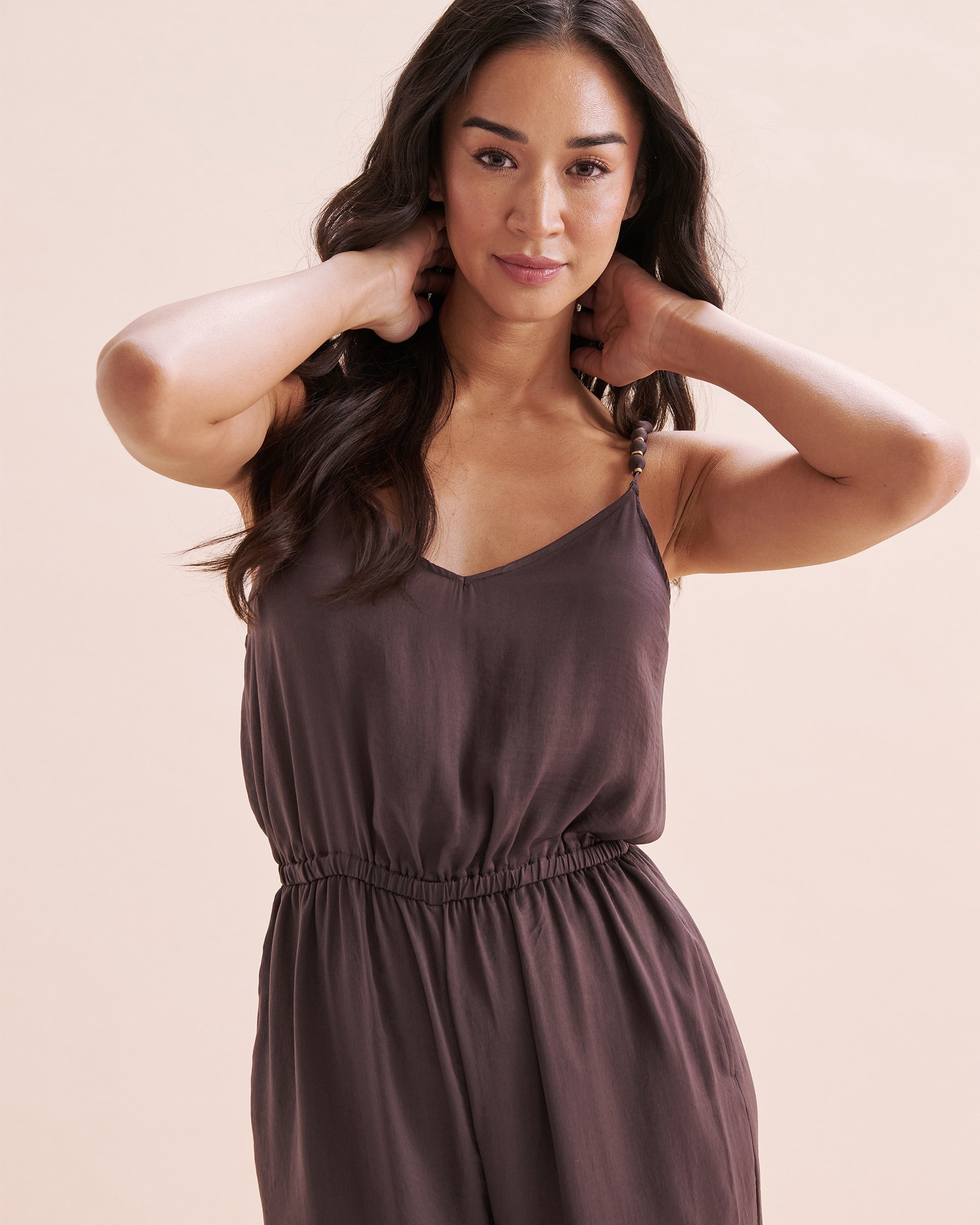 SANTEMARE Combinaison sans manches en satin Brun airelle 02300147 - Voir4