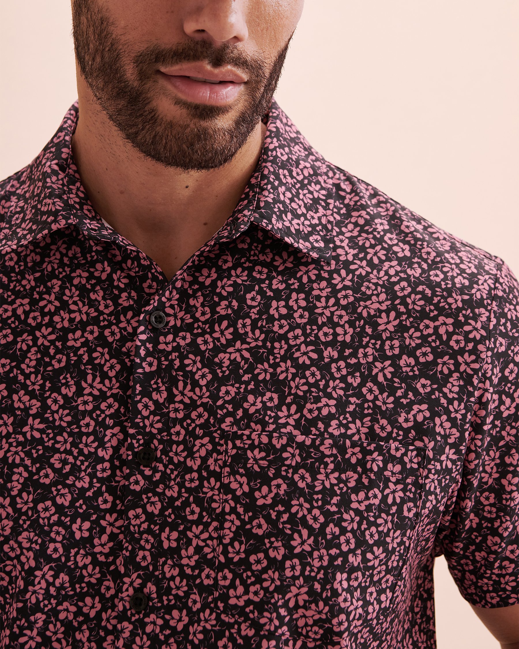 HAMABE Chemise à manches courtes Imprimé rose noire 04100028 - View3