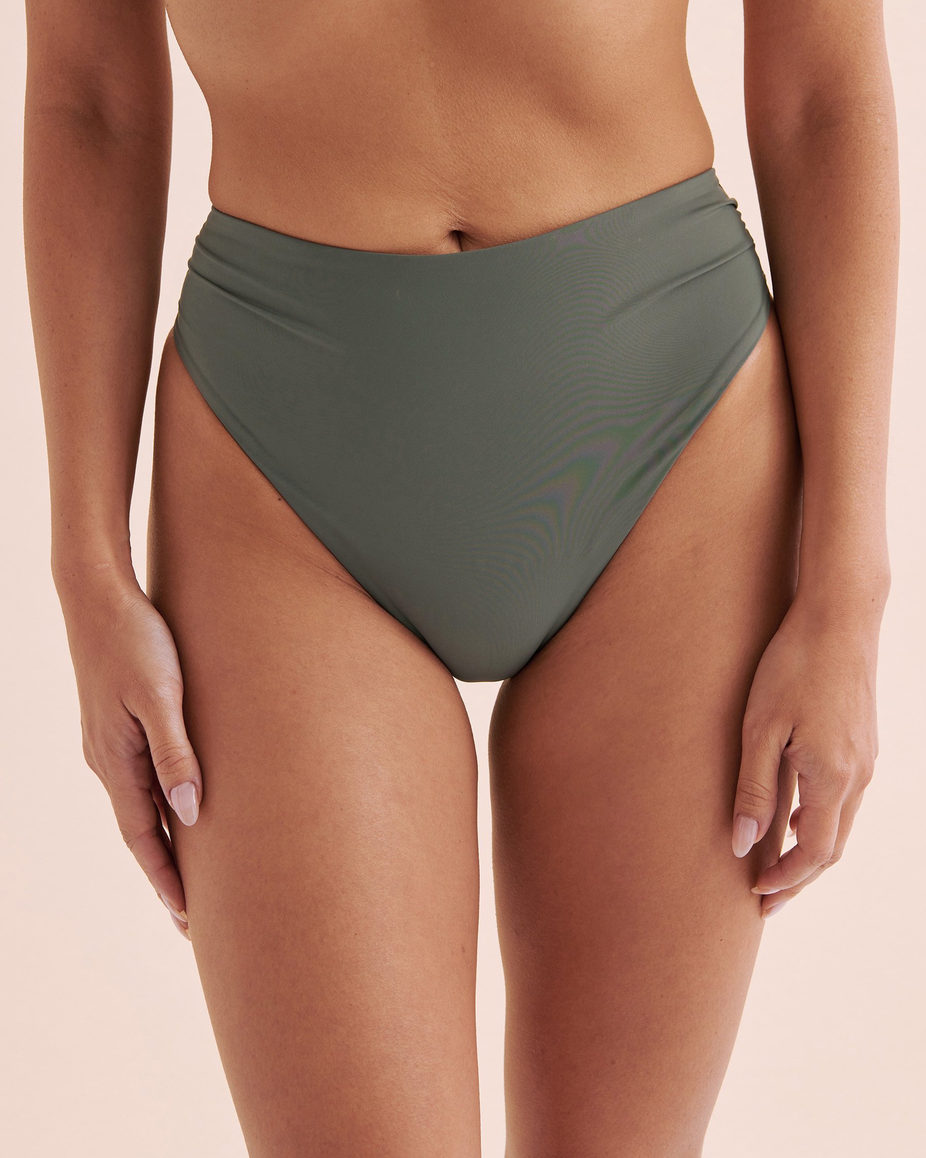 EAU DE SEA Tropical Shore High Leg Brazilian Bikini Bottom Balsam Green 01300373 - View5