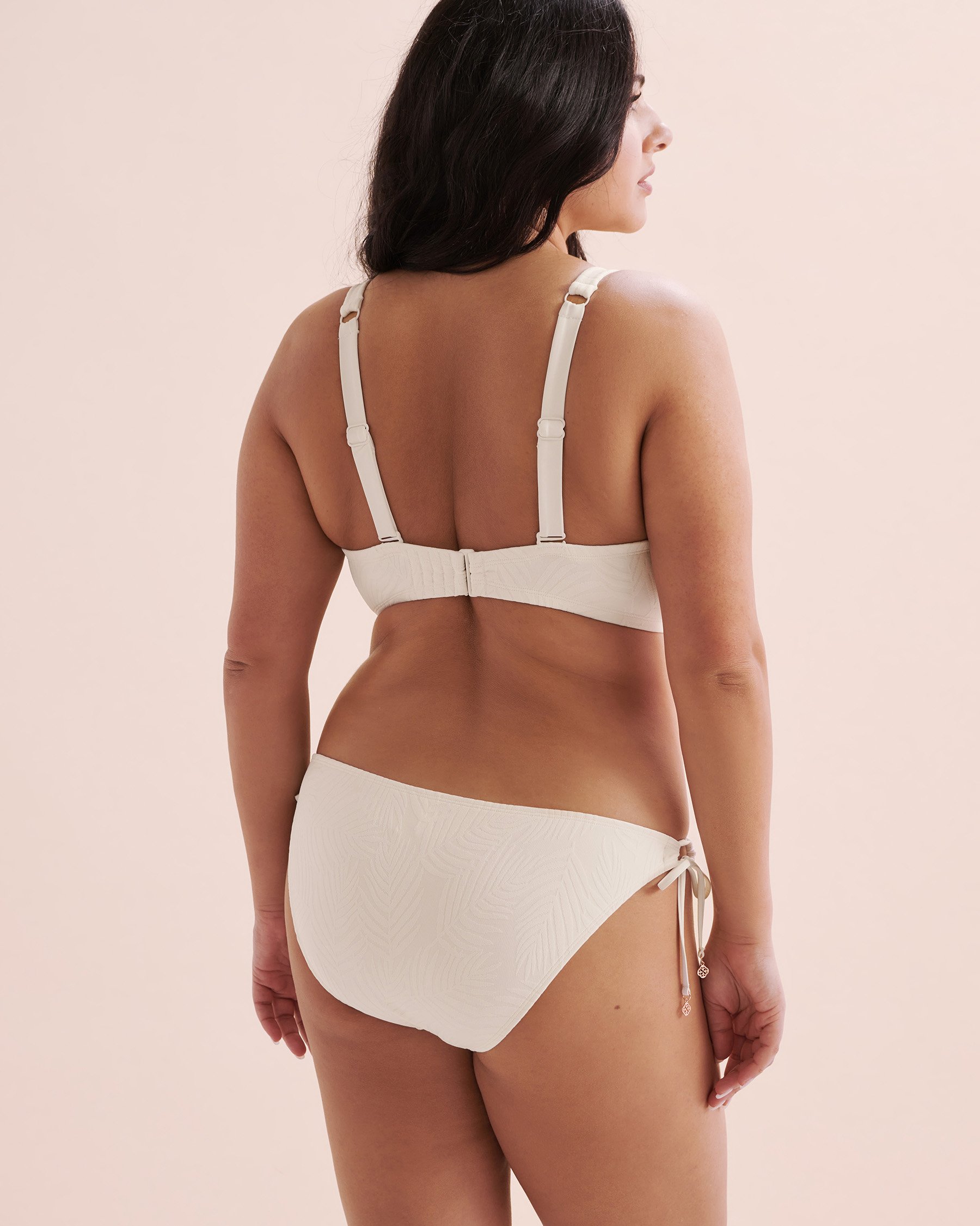 TURQUOISE COUTURE Haut de bikini texturé bonnet D plongeant tropical Blanc 01200090 - Voir6