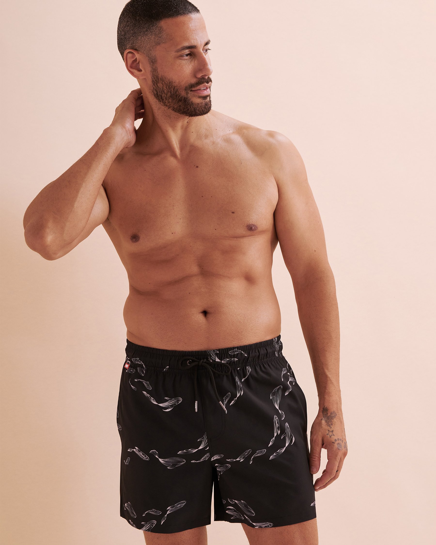 HAMABE Volley Swimsuit Black Fish Print 03100043 - View7