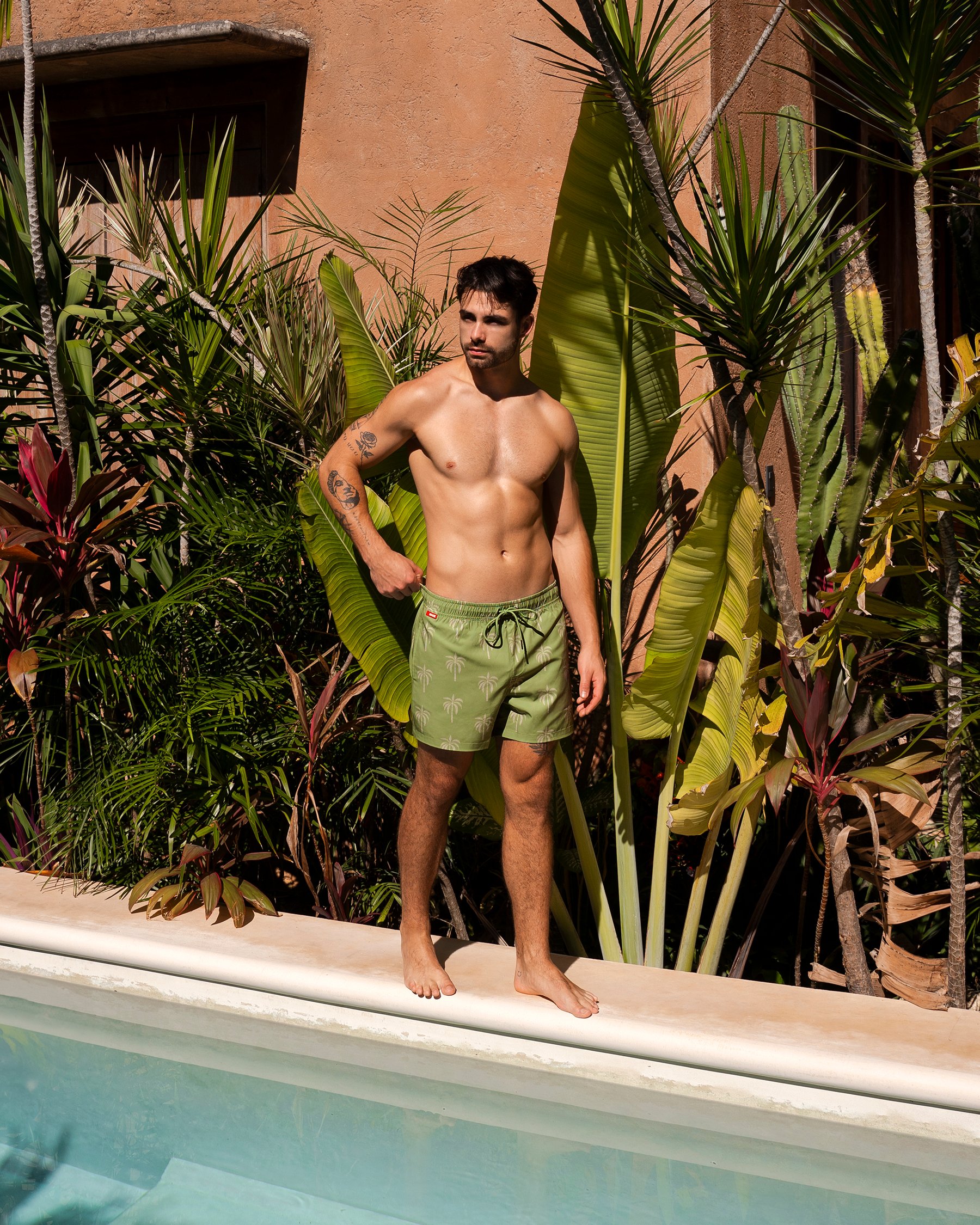 HAMABE Volley Swimsuit Green Palm Tree Print 03100044 - View2