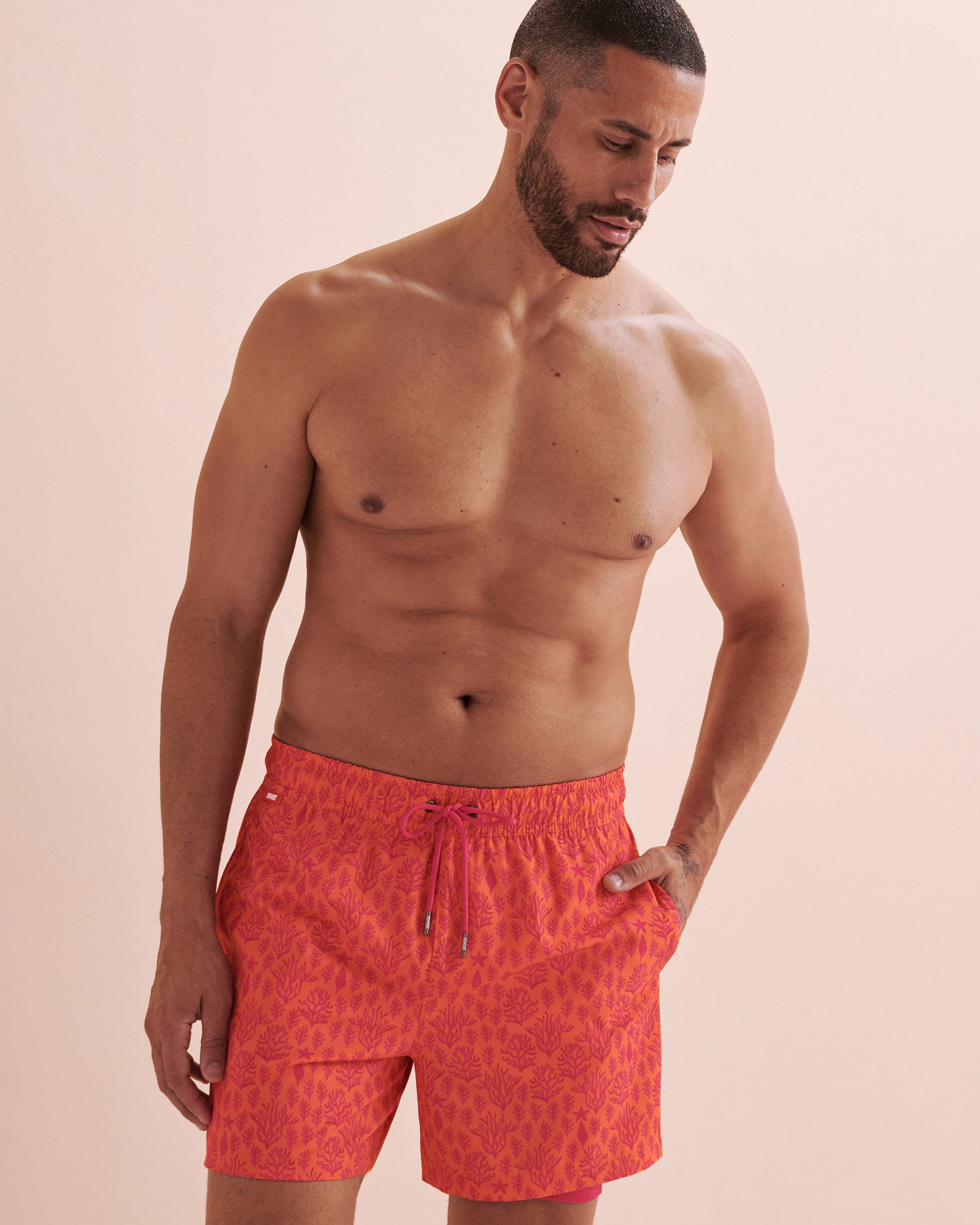 HAMABE Volley Swimsuit Pink Coral Print 03100043 - View5