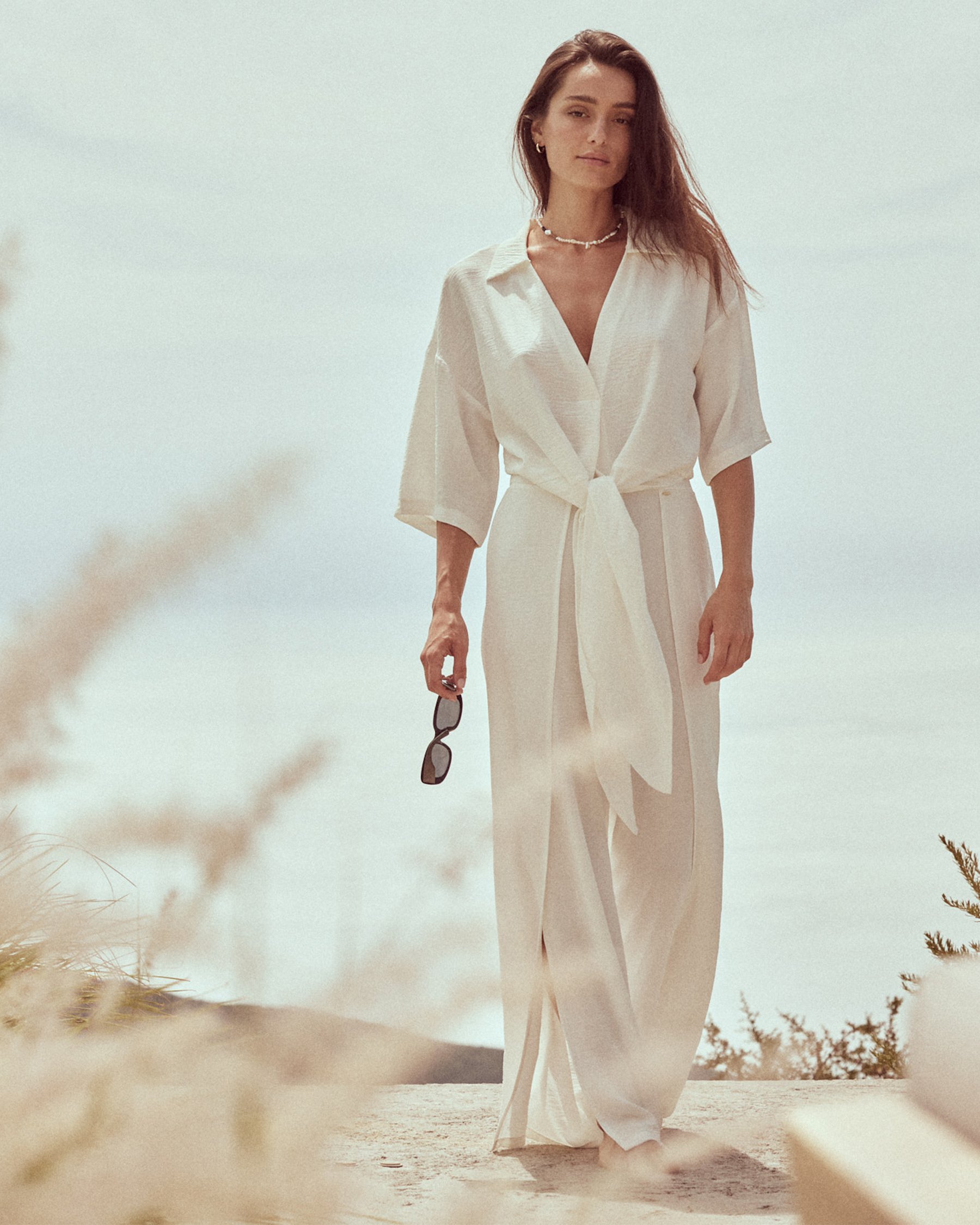 EVERYDAY SUNDAY Wide Leg Cover Up Pant Off White ESBEAW04174 - View3