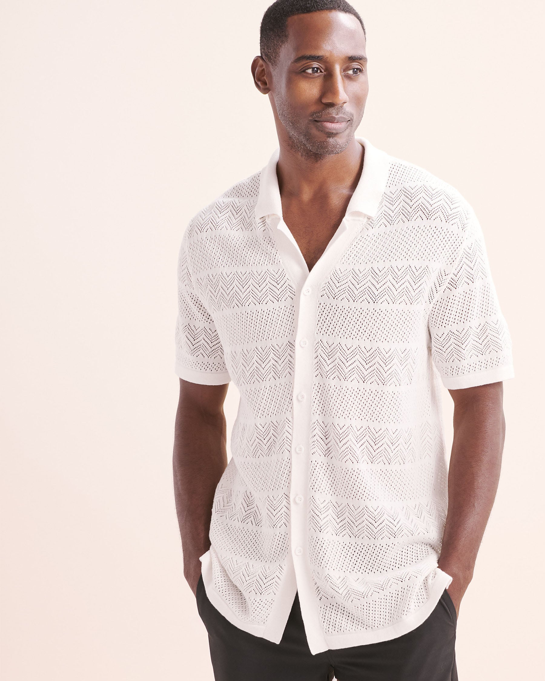 OFF THE BEACH Crochet Shirt Beige 04100043 - View1