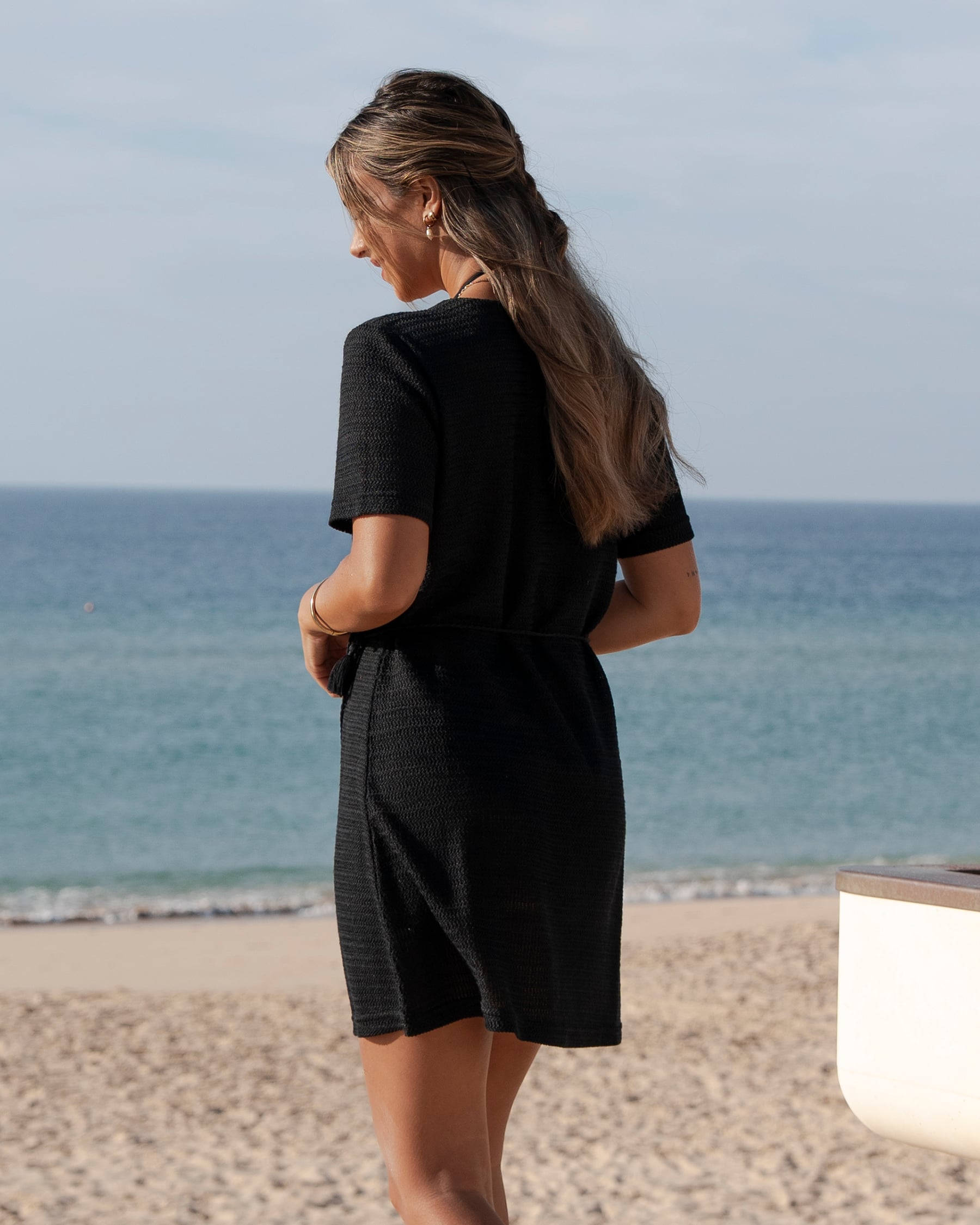 OFF THE BEACH Crochet Wrap Dress Black 02300163 - View2