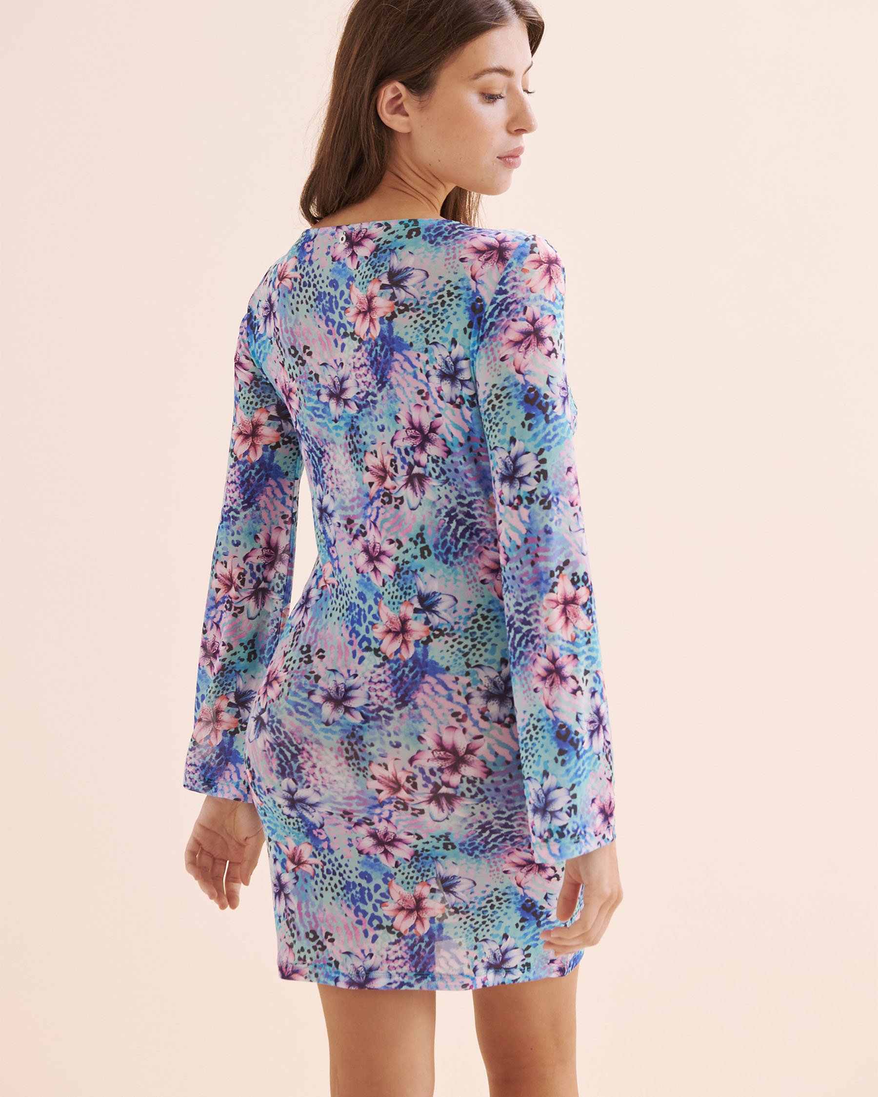 SEATONIC Robe à manches longues en résille Bleu, rose, mauve 02300180 - Voir2