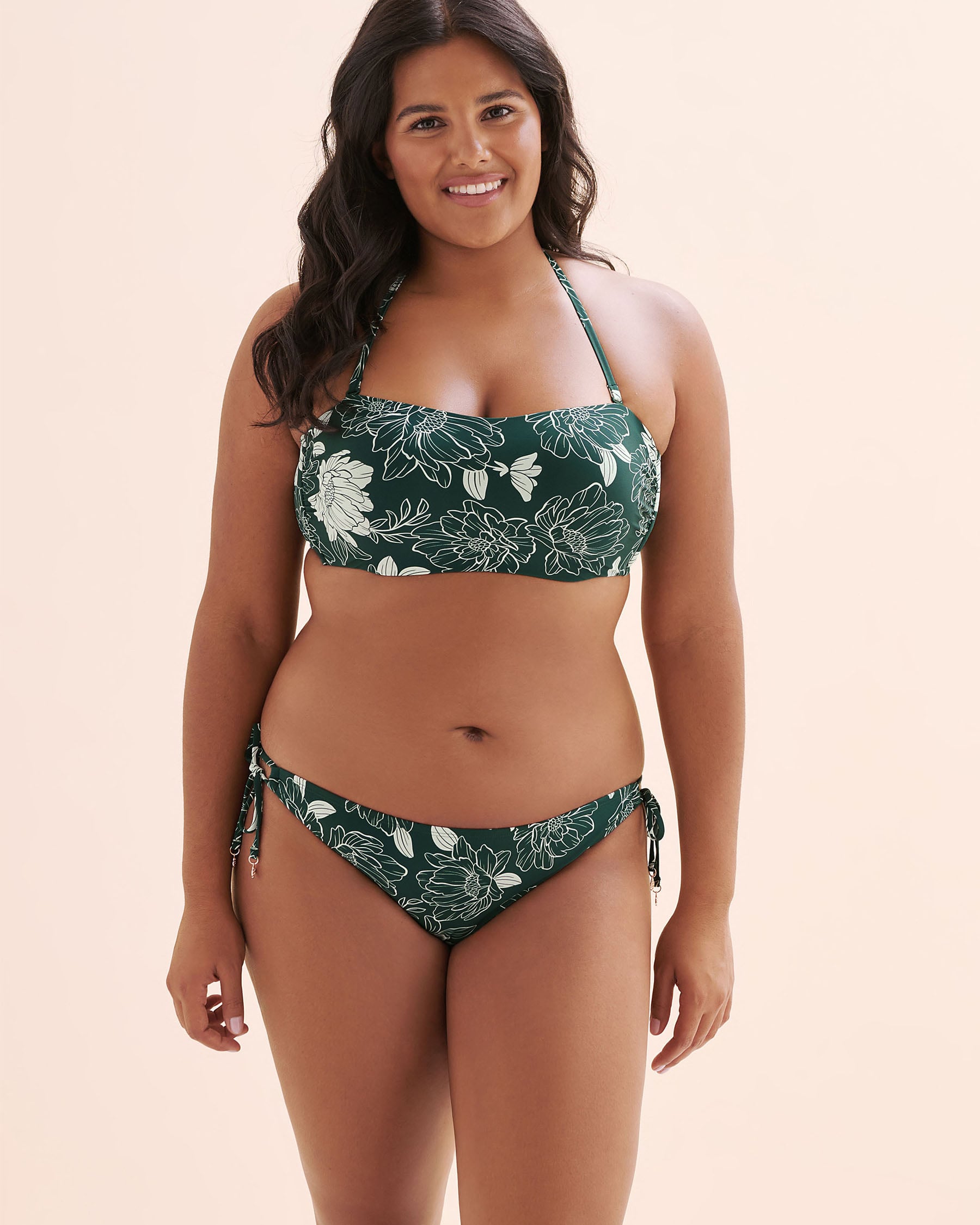 TURQUOISE COUTURE Haut de bikini bandeau floral Vert et blanc 01100480 - Voir5