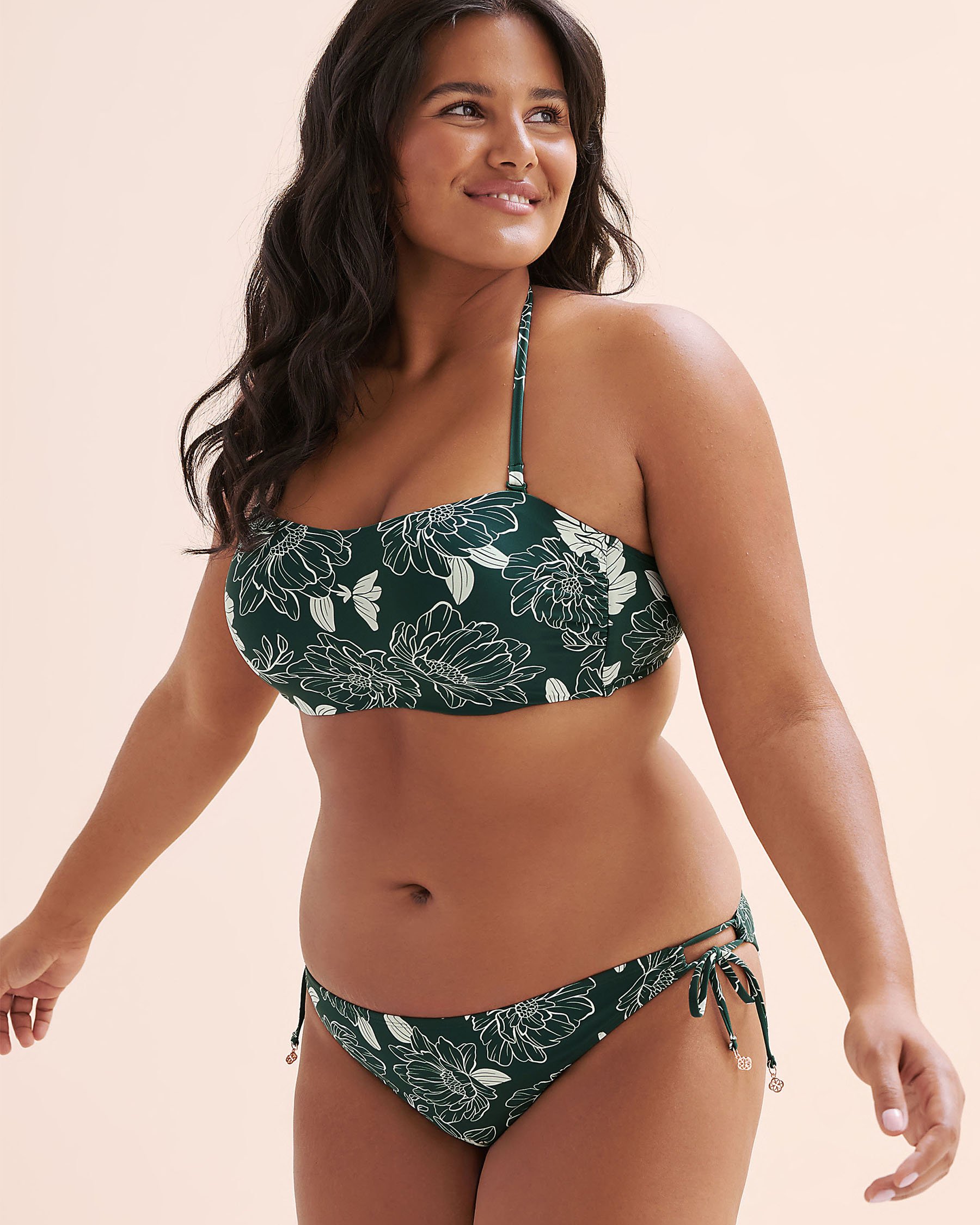TURQUOISE COUTURE Haut de bikini bandeau floral Vert et blanc 01100480 - Voir7