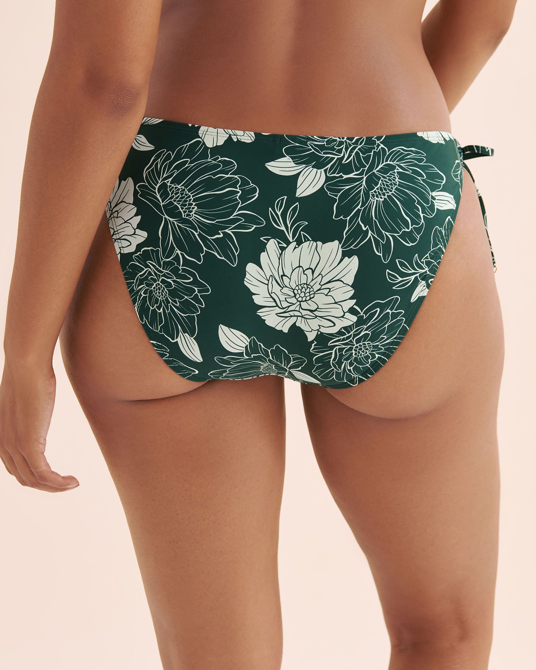 TURQUOISE COUTURE Floral Low-Rise Brazilian Bikini Bottom Green and white 01300507 - View8