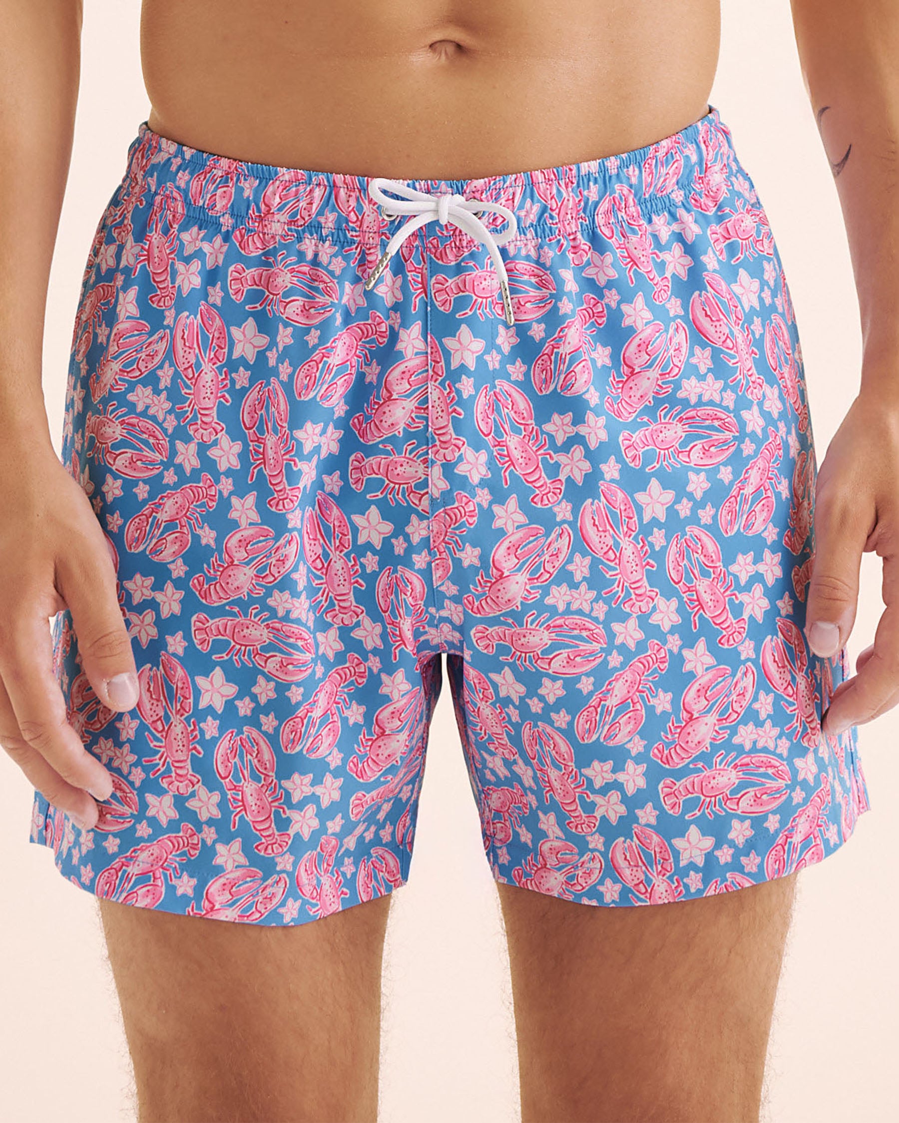 BERMIES Maillot classique avec doublure en filet Lobster Coralway Bleu et rose LOBSCRLW-CLA - Voir1
