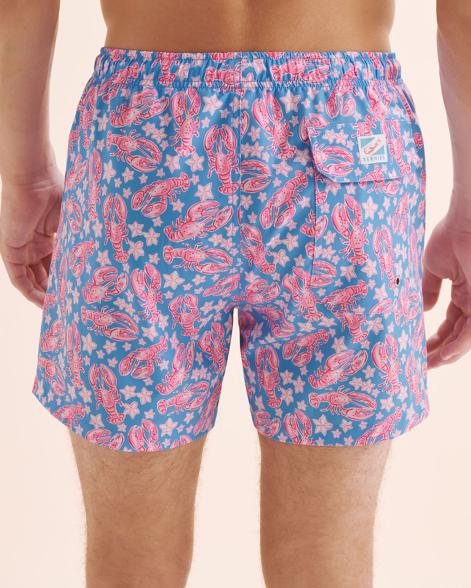 BERMIES Maillot classique avec doublure en filet Lobster Coralway Bleu et rose LOBSCRLW-CLA - Voir2
